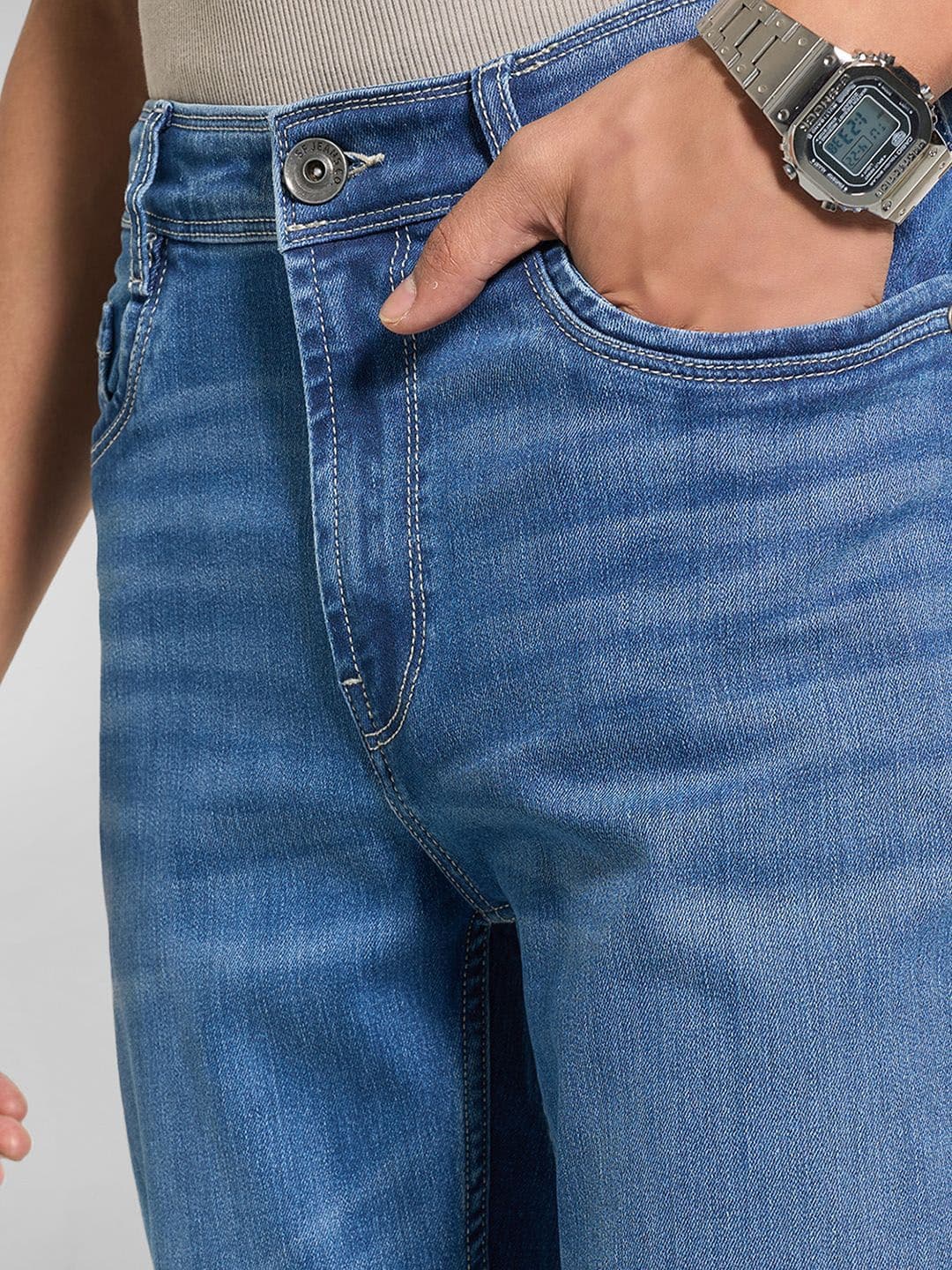 SF JEANS by Pantaloons Men Cotton Slim Fit Mid-Rise Jeans thumbnail 3