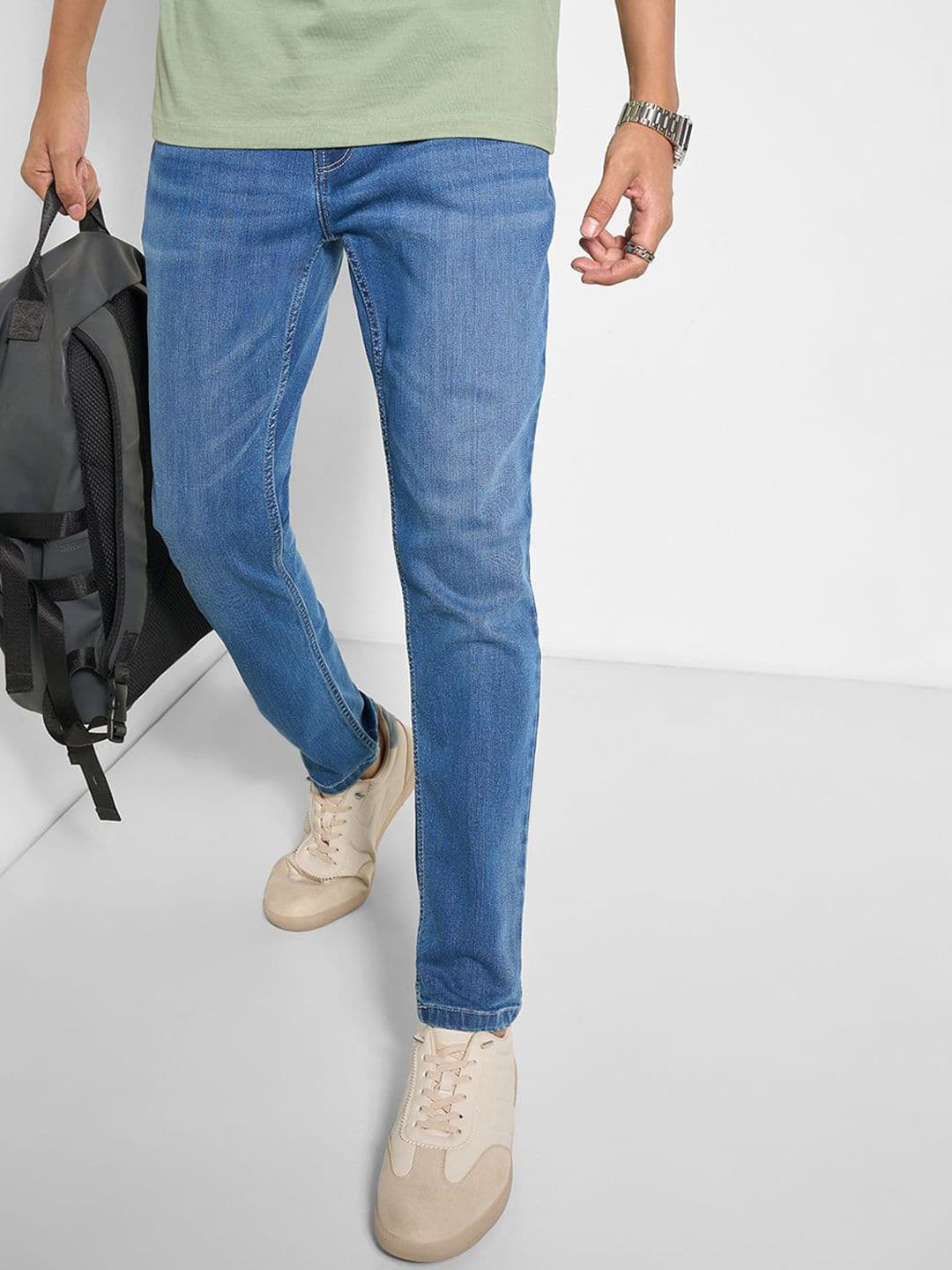 SF JEANS by Pantaloons Men Cotton Slim Fit Mid-Rise Jeans thumbnail 2