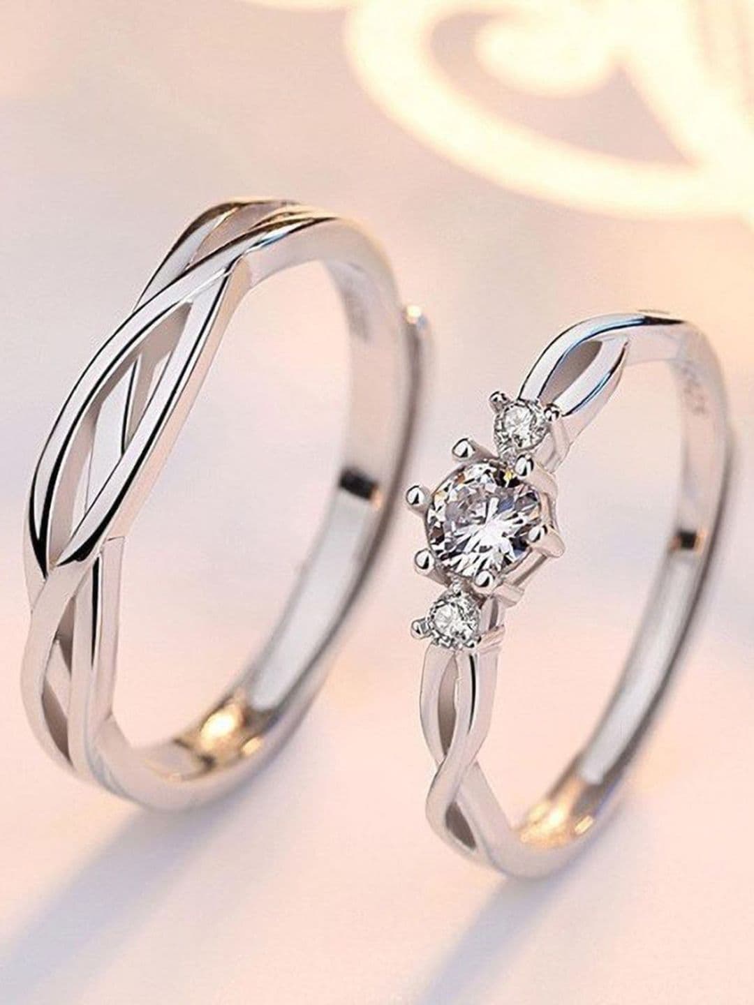 Teeragaj Set Of 2 Stone Studded Couple Finger Ring