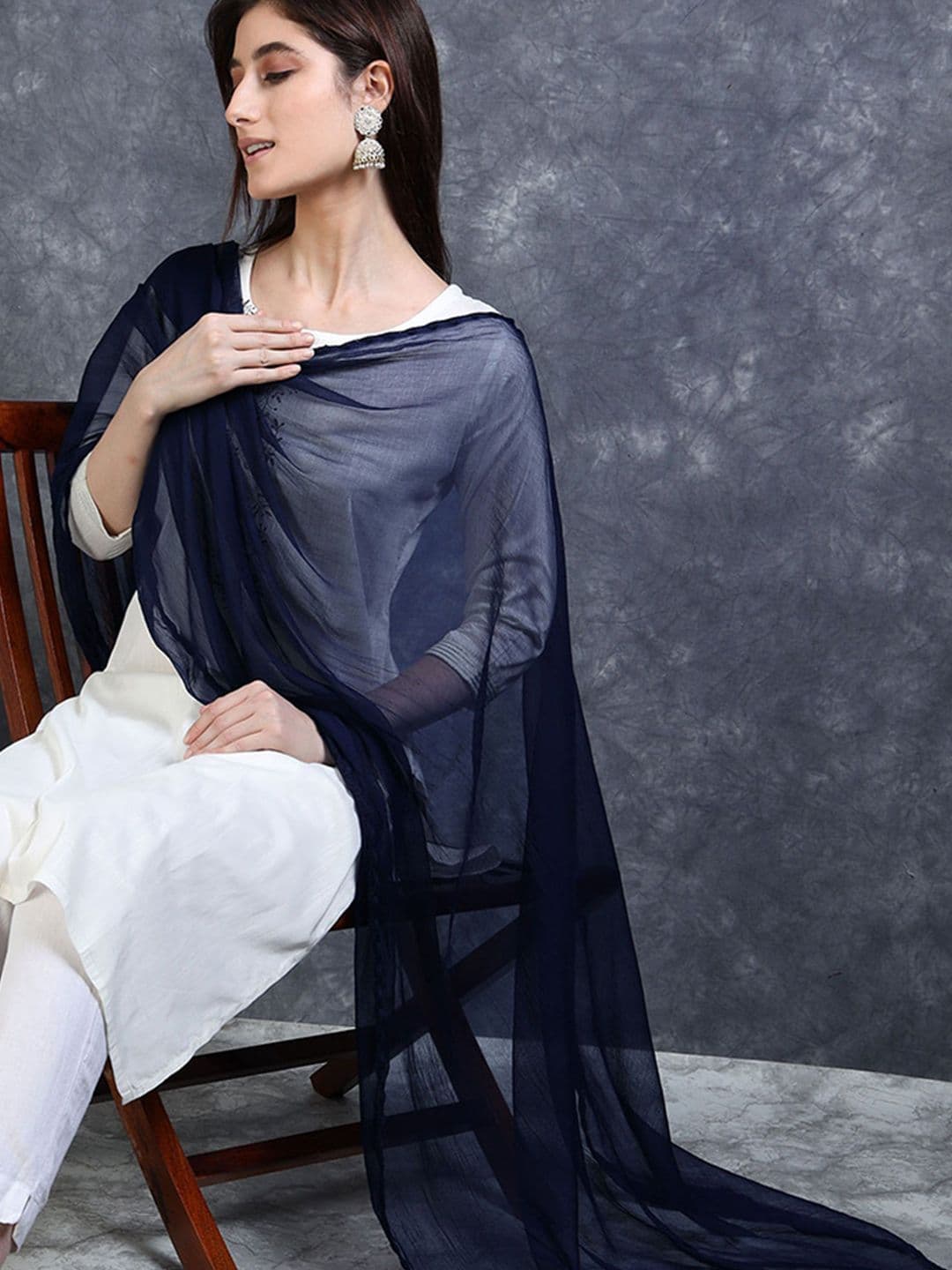 MIRAAN Woven Design Border Chiffon Dupatta thumbnail 3