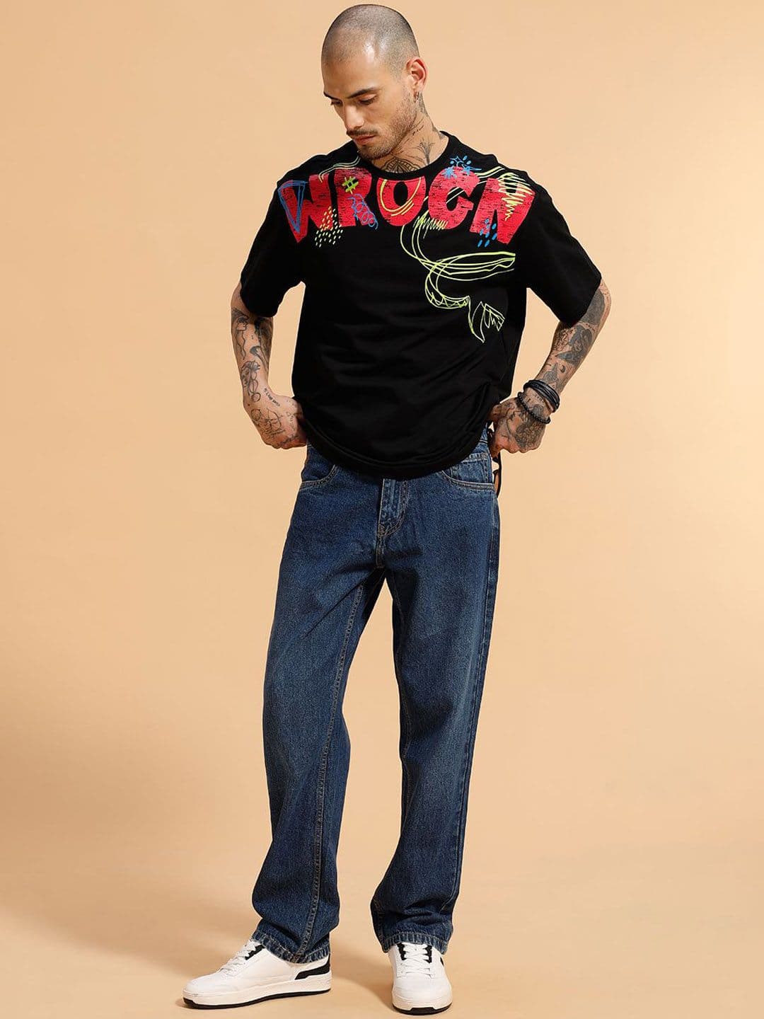 WROGN Men Comfort Relaxed Fit Mid-Rise Heavy Fade Jeans thumbnail 3