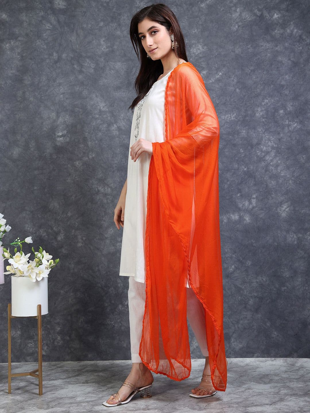 MIRAAN Taping Border Chiffon Dupatta thumbnail 5