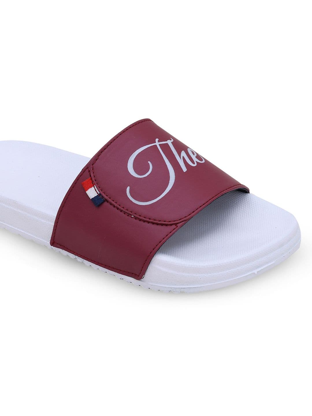 PERY PAO Stylish Typography Printed Cushioned Footbed Sliders thumbnail 5