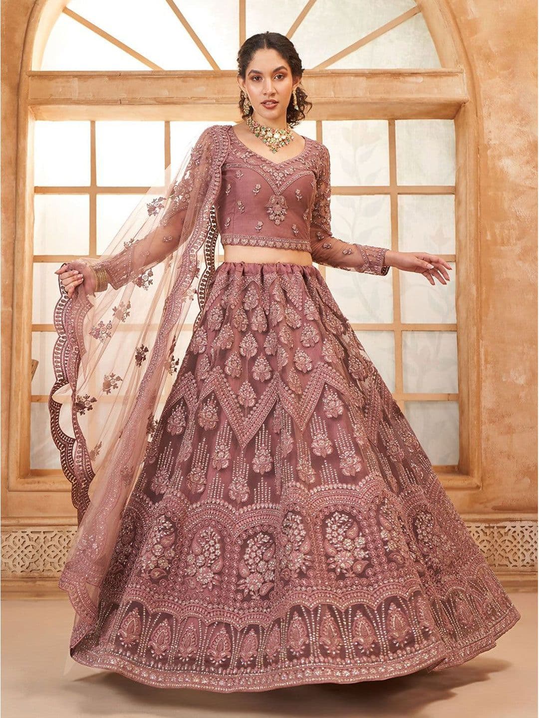ZAALIMA FASHION Embellished Semi-Stitched Lehenga & Unstitched Blouse With Dupatta thumbnail 4