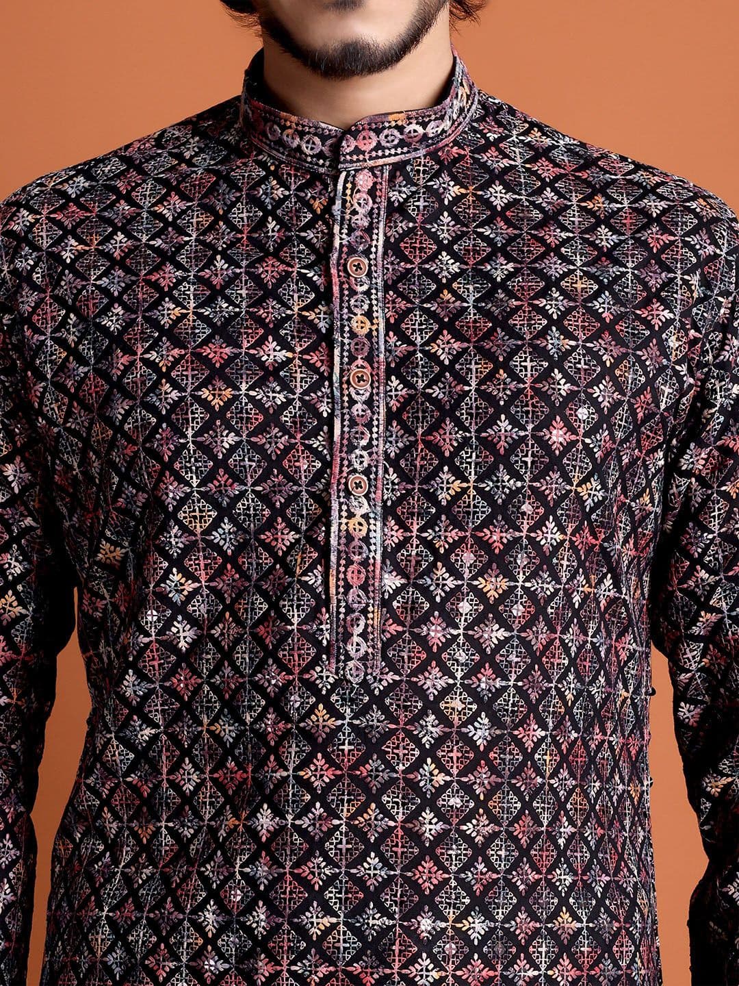 Tibra Men Ethnic Motifs Embroidered Sequinned Kurta thumbnail 6