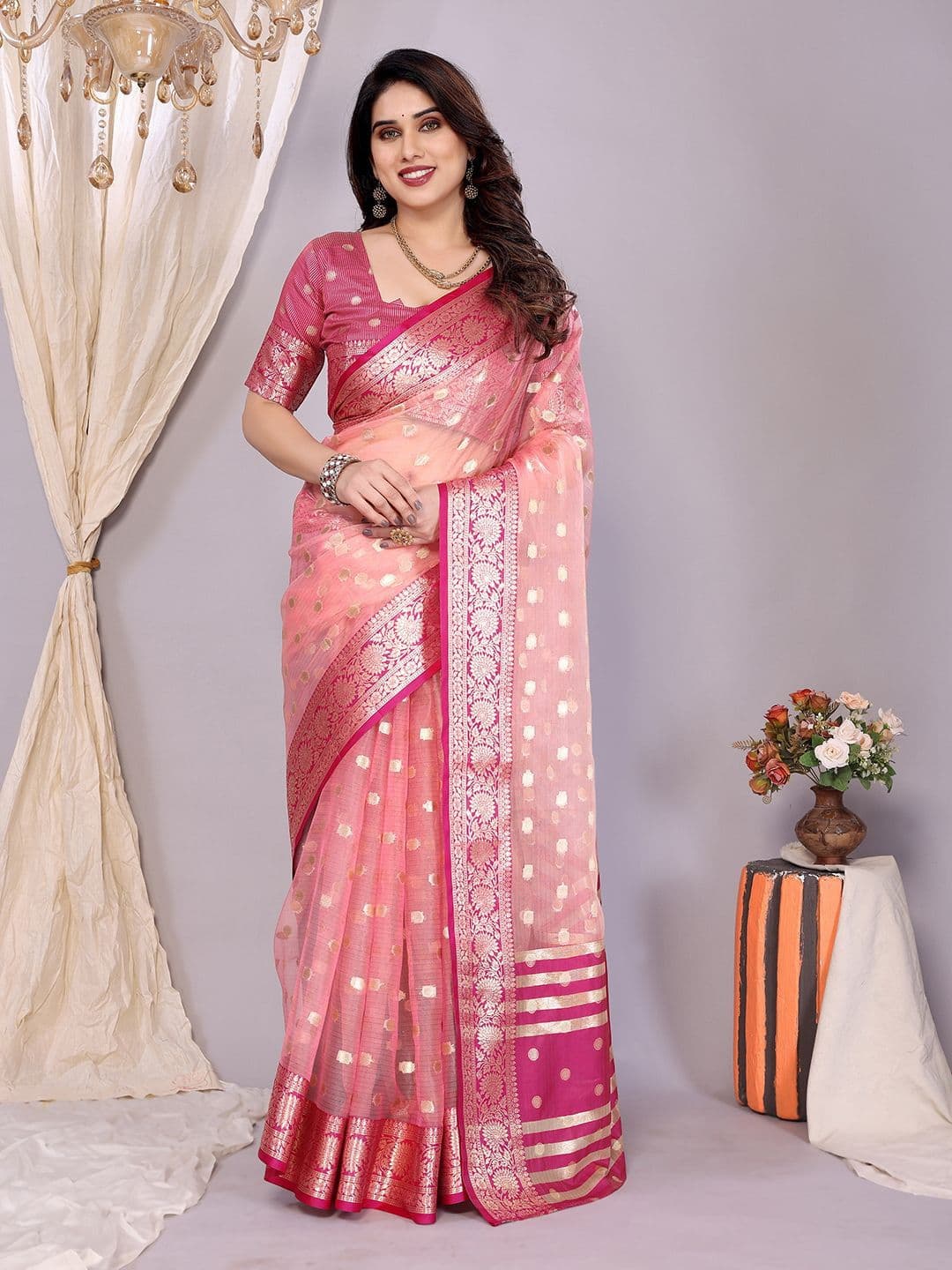 VILLAGIUS Floral Woven Design Organza Designer Banarasi Saree - view 1