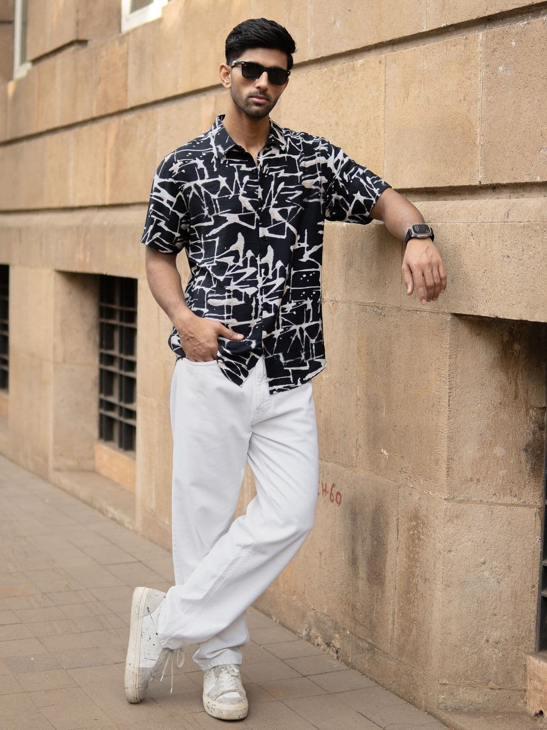 Powerlook Men Black Abstract Flowy Shirt thumbnail 3