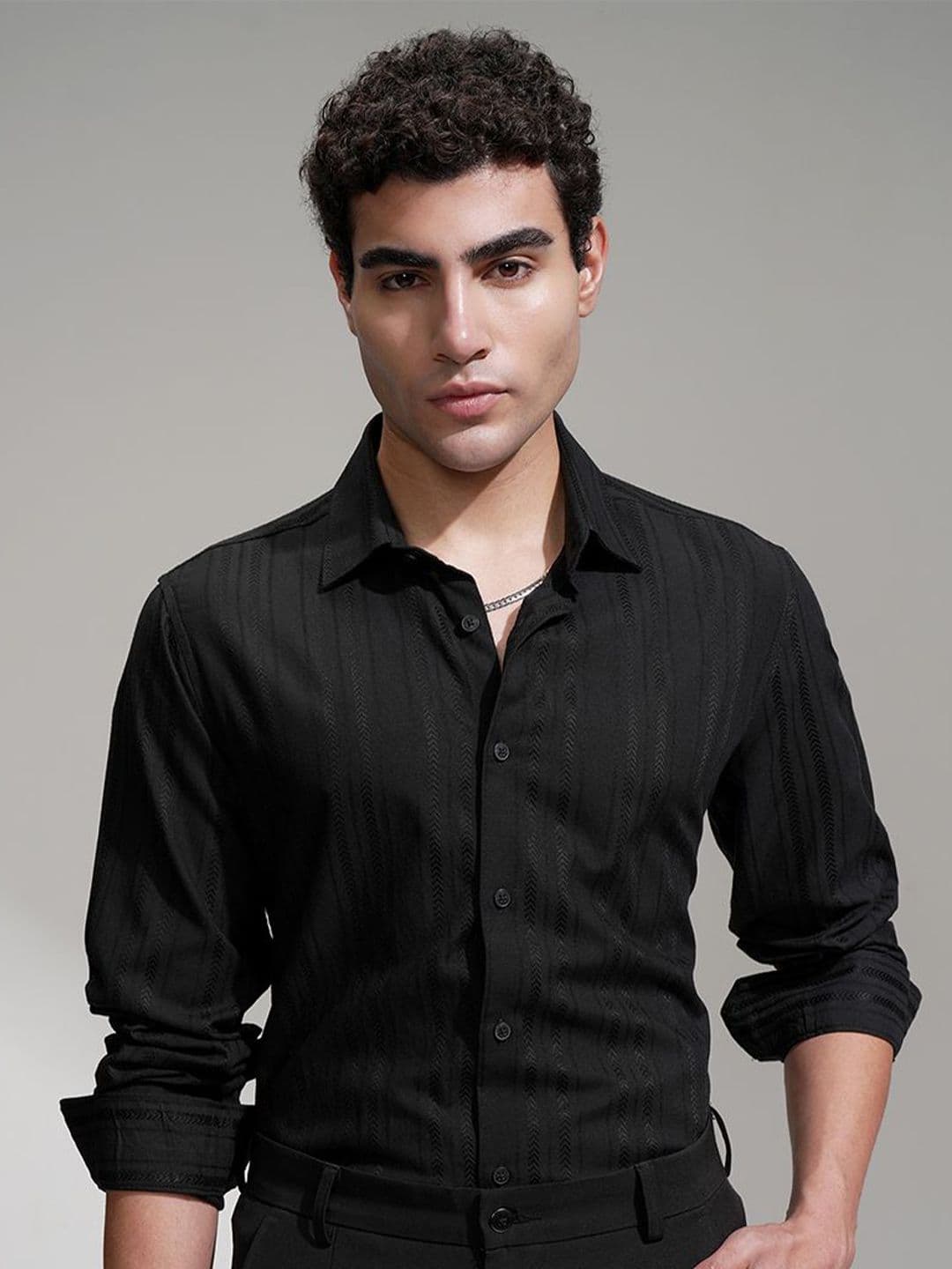 HIGHLANDER Men Comfort Striped Spread Collar Slim Fit Casual Shirt - view 1