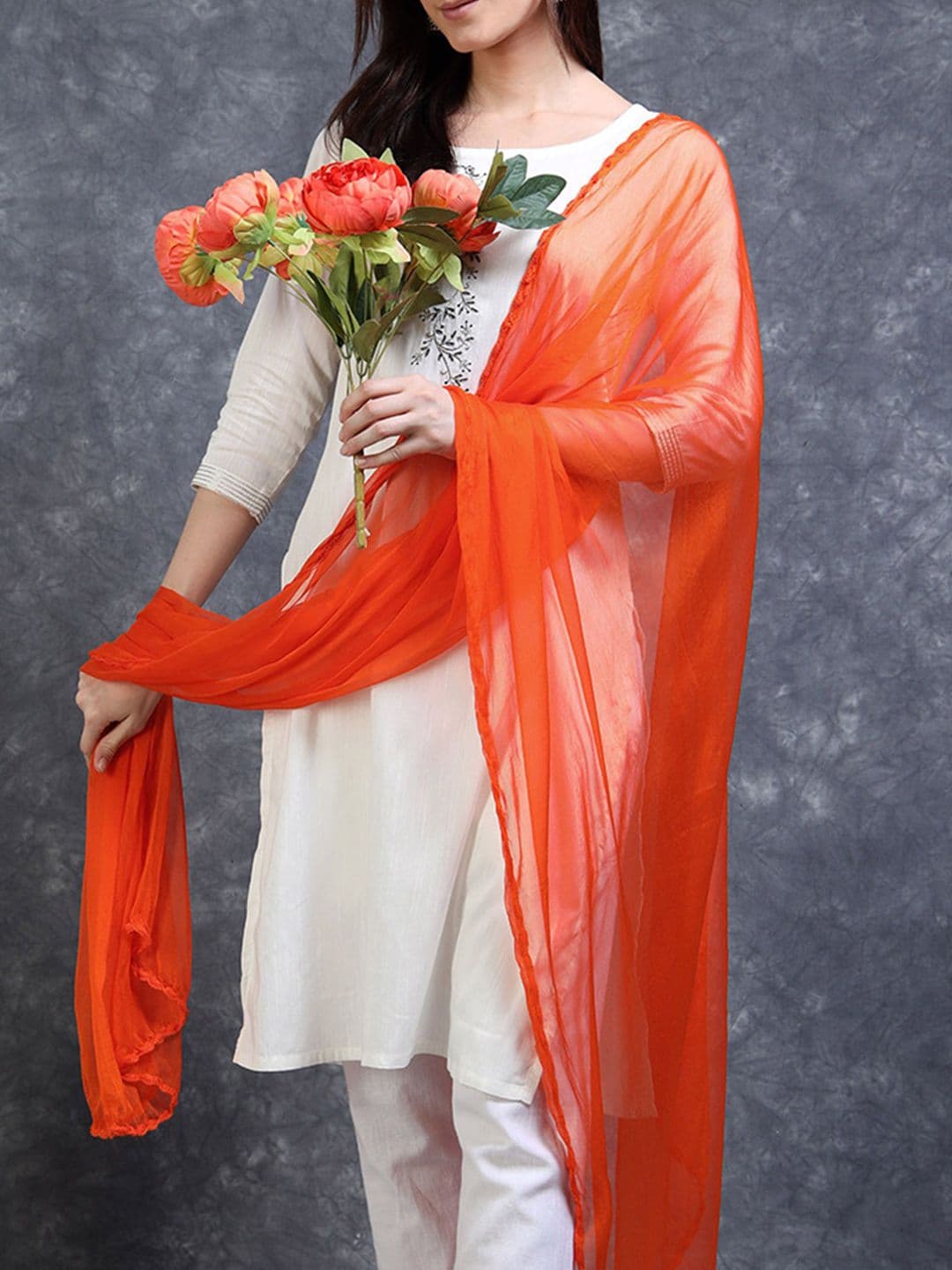 MIRAAN Taping Border Chiffon Dupatta thumbnail 3