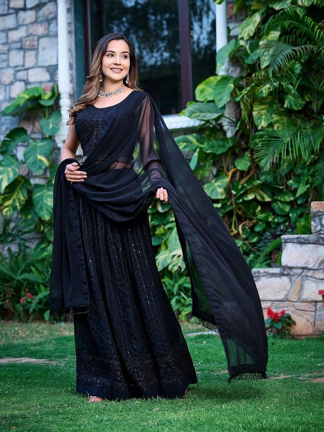 GRISHU COLLECTION Embroidered Ready to Wear Lehenga & Blouse With Dupatta thumbnail 4