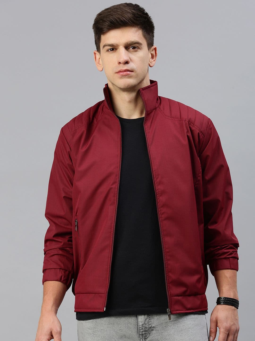 VOXATI Men Solid Windcheater Bomber Jacket - view 1