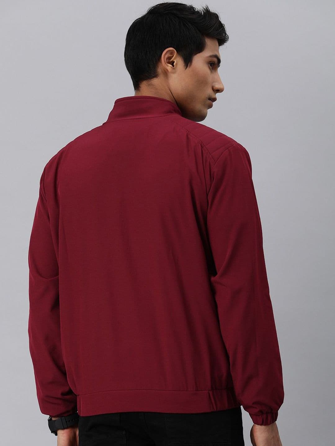 VOXATI Men Solid Mock Collar Bomber Windcheater Jacket thumbnail 3
