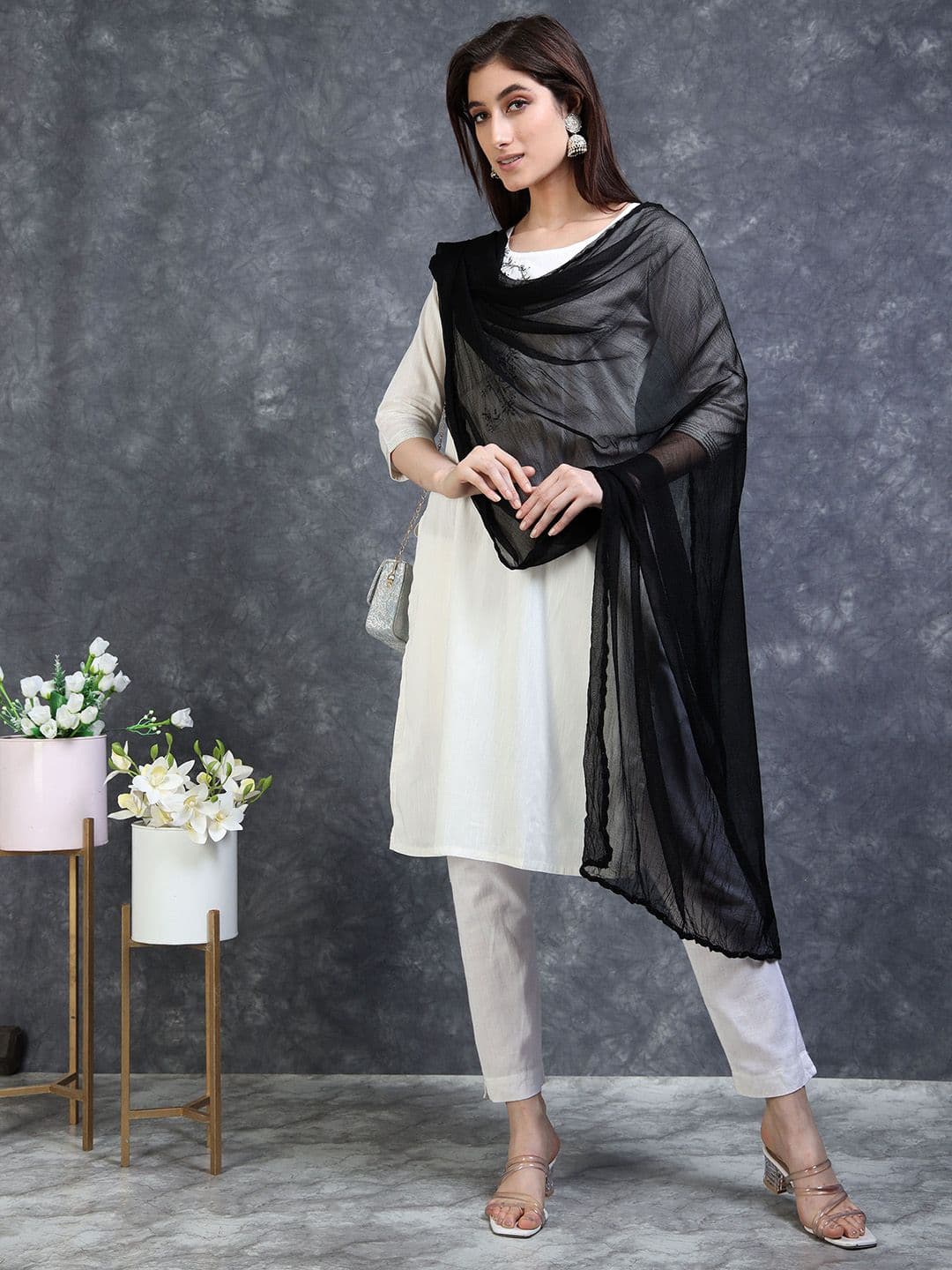 MIRAAN Taping Border Chiffon Dupatta thumbnail 5