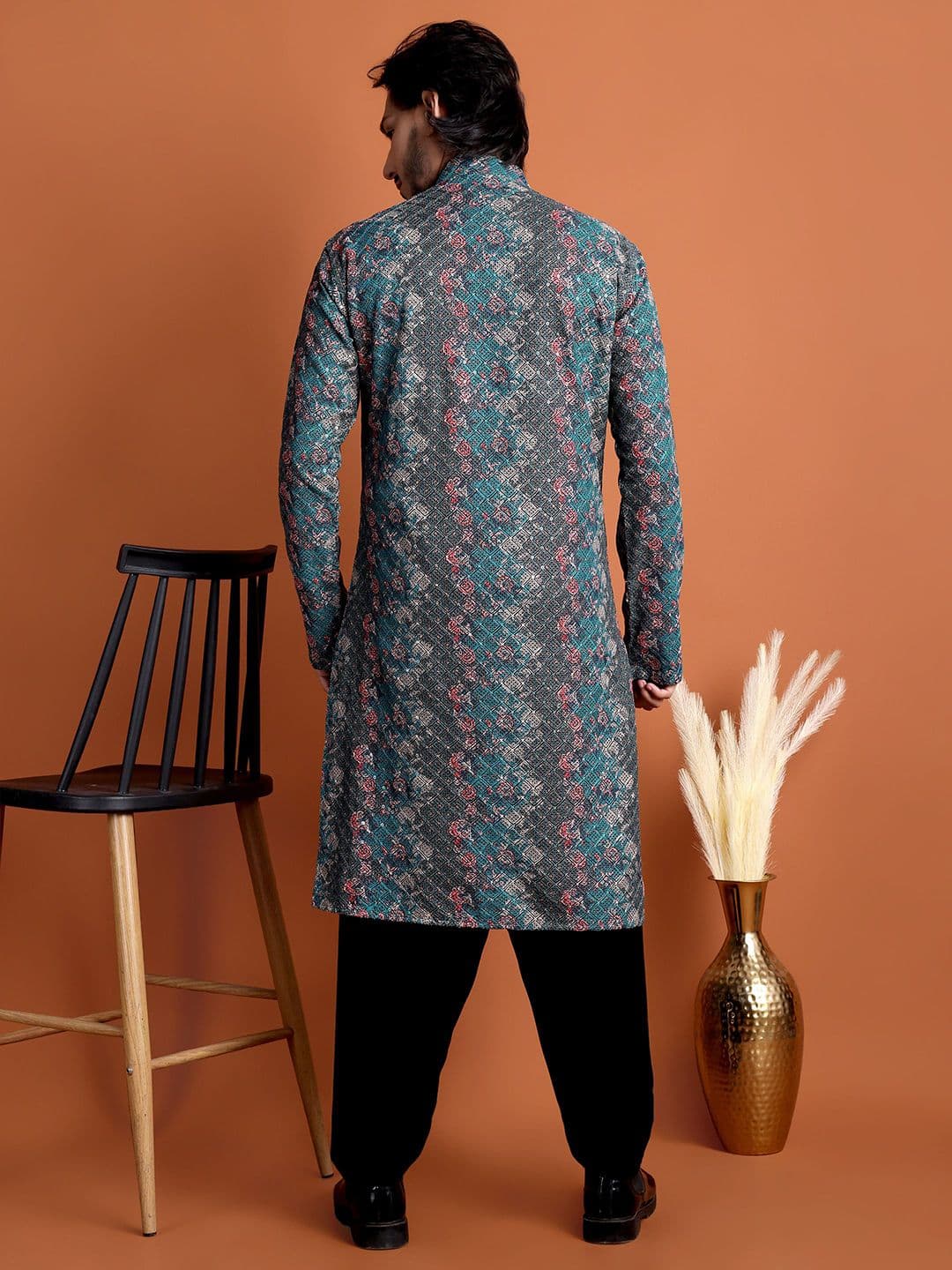 Tibra Men Ethnic Motifs Printed Sequinned Kurta thumbnail 7