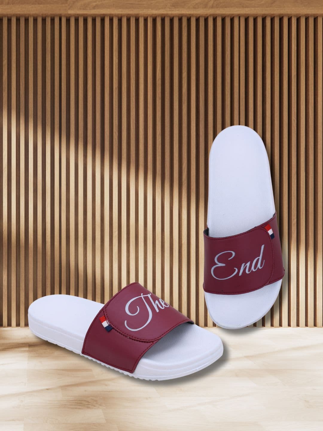 PERY PAO Stylish Typography Printed Cushioned Footbed Sliders - view 1