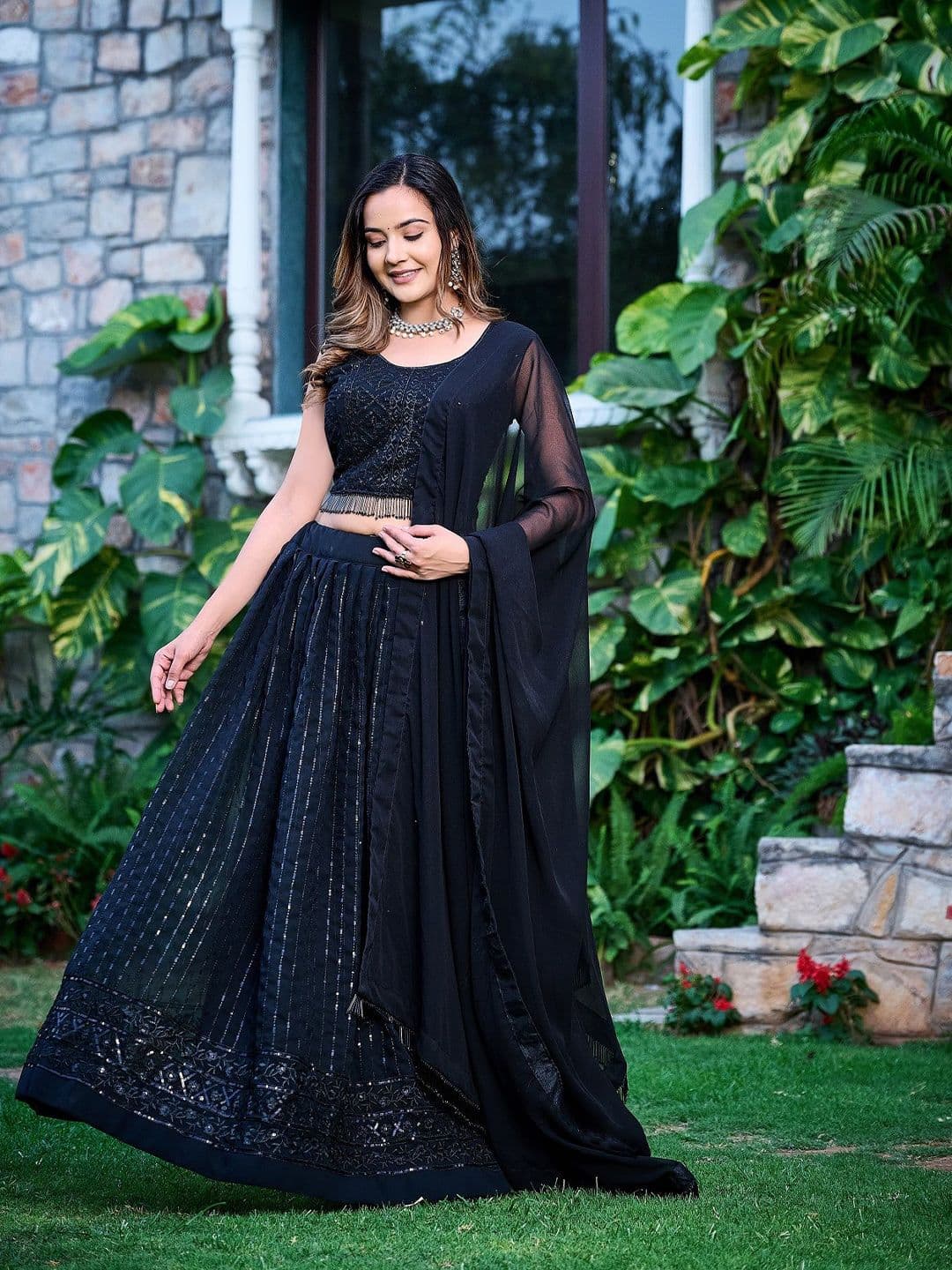 GRISHU COLLECTION Embroidered Ready to Wear Lehenga & Blouse With Dupatta thumbnail 5