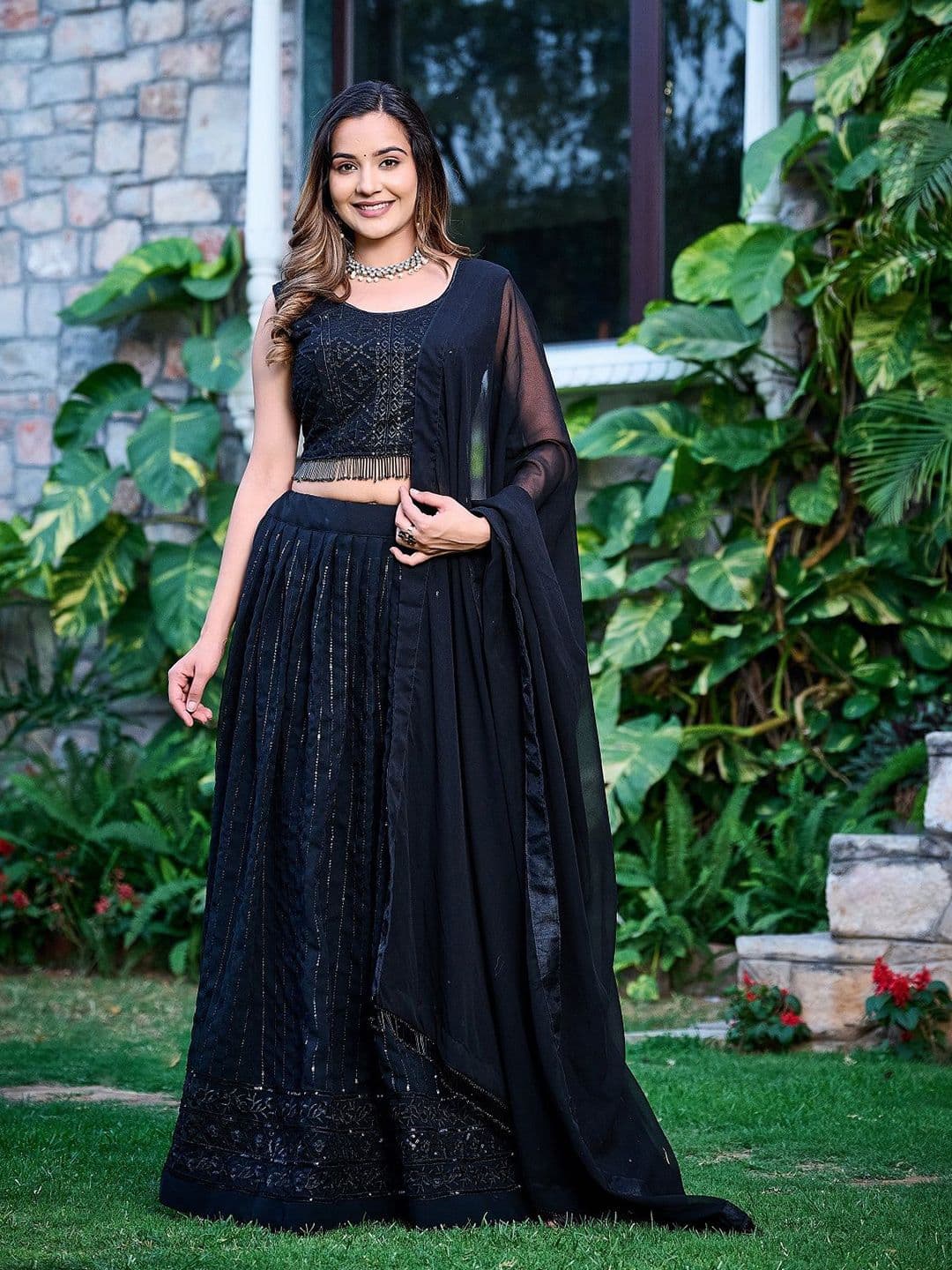 GRISHU COLLECTION Embroidered Ready to Wear Lehenga & Blouse With Dupatta thumbnail 7
