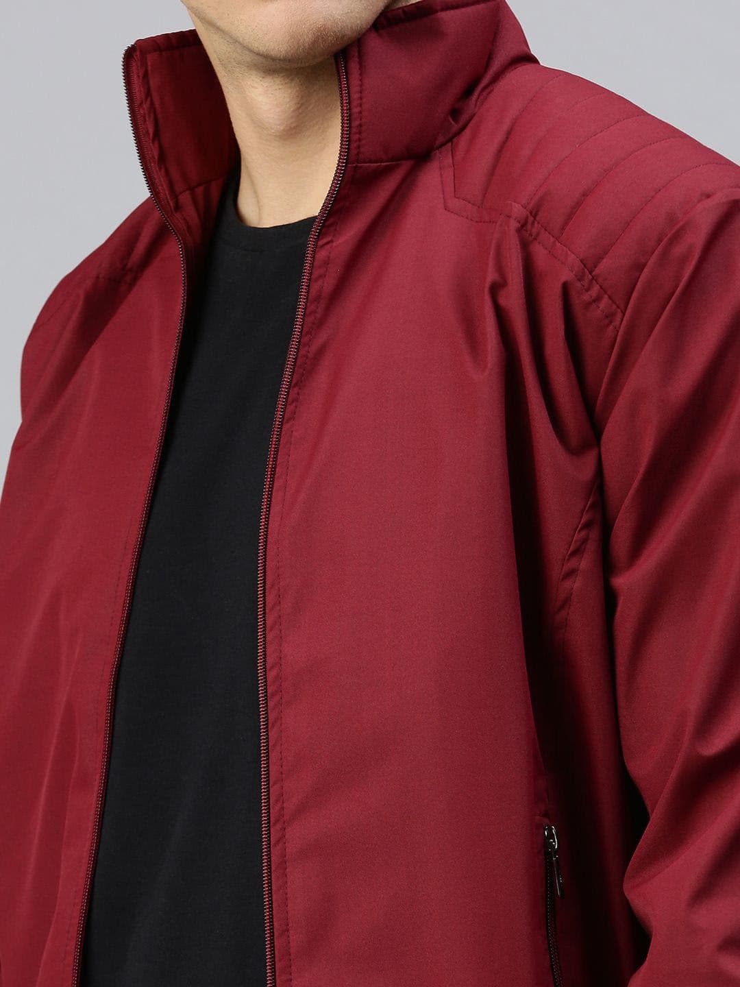 VOXATI Men Solid Windcheater Bomber Jacket thumbnail 6
