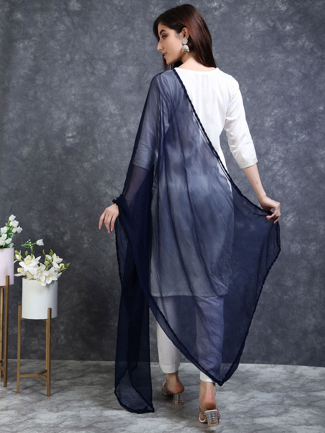 MIRAAN Woven Design Border Chiffon Dupatta thumbnail 5