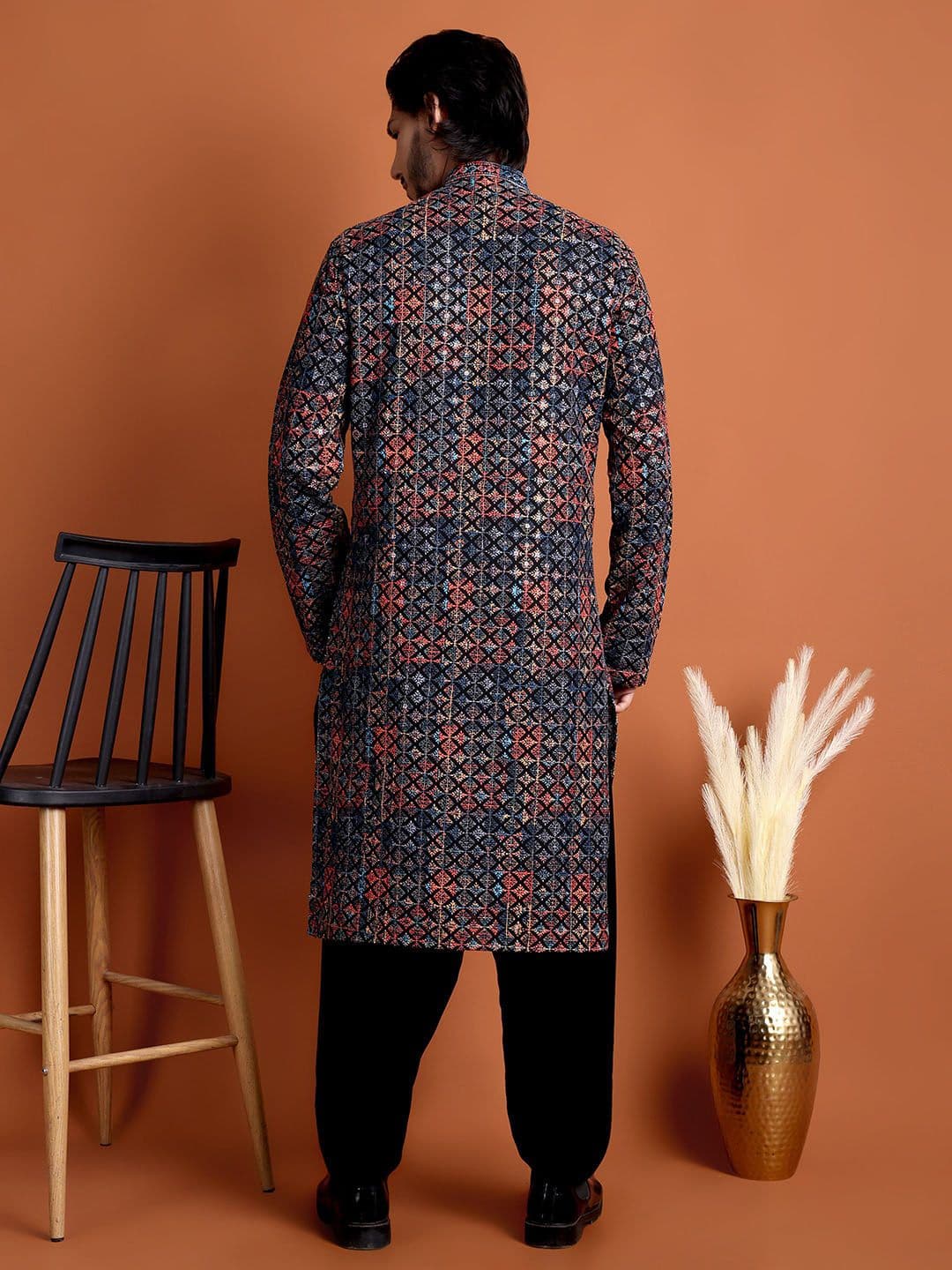 Tibra Men Embroidered Band Collar Kurta thumbnail 2