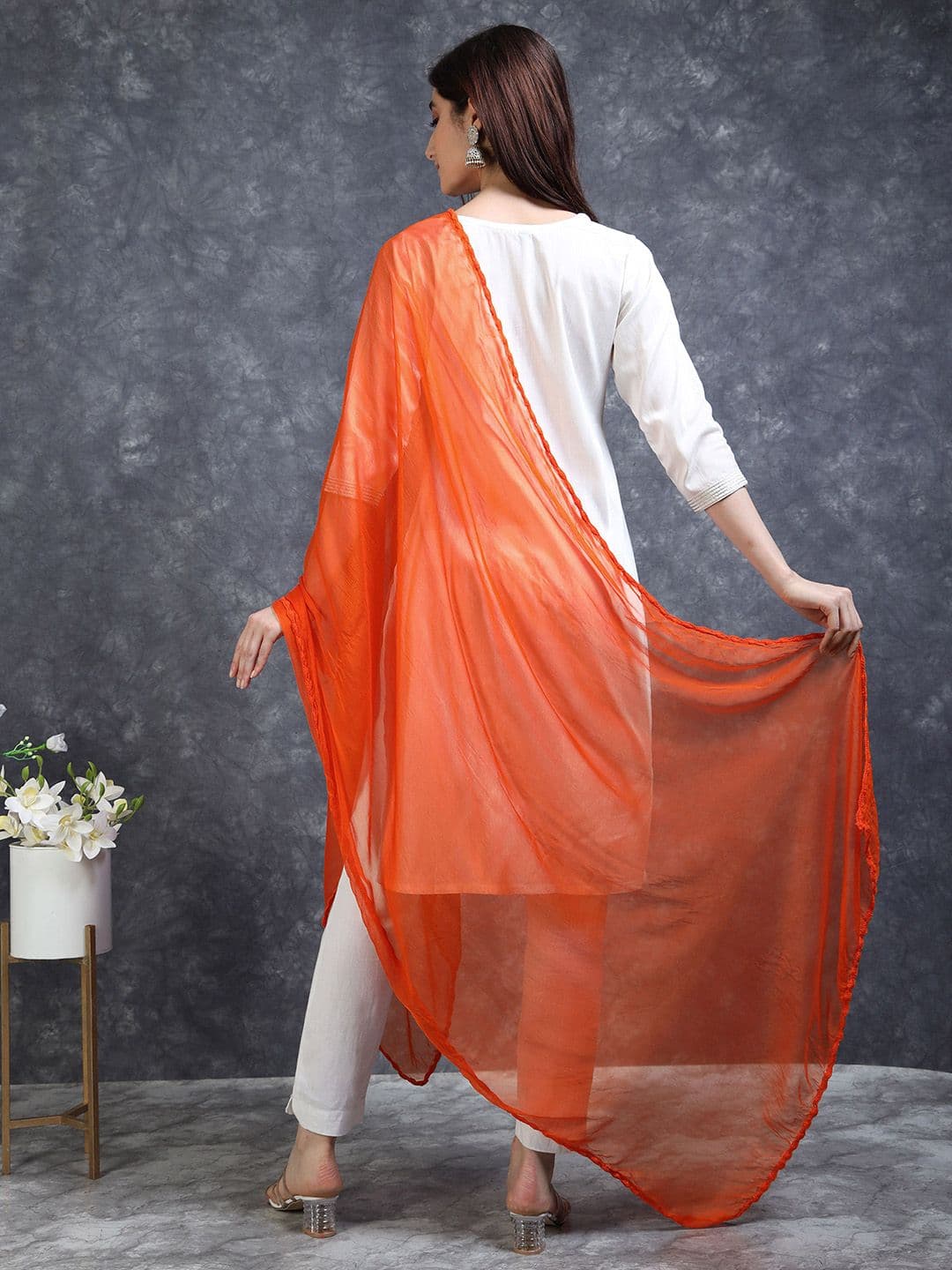 MIRAAN Taping Border Chiffon Dupatta thumbnail 4