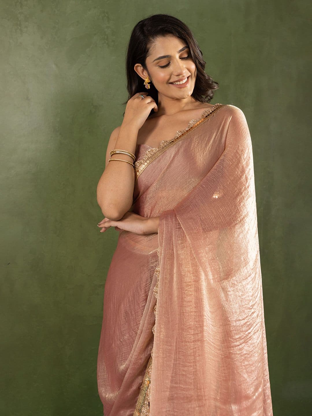 KAYOMMI Embellished Pure Chiffon Ready to Wear Saree thumbnail 4