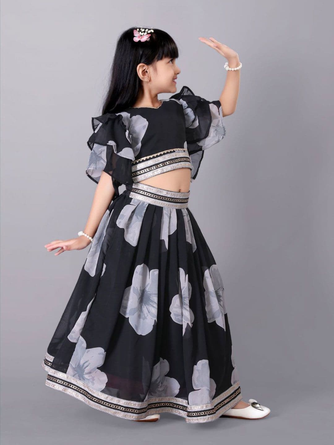 BAESD Girls Printed Ready to Wear Lehenga & thumbnail 3