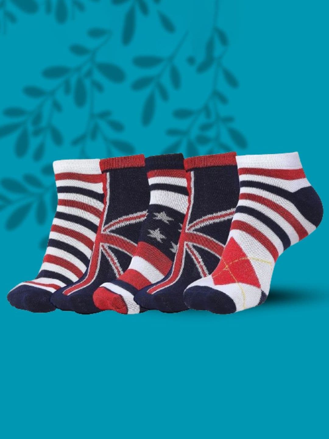 MJE Men Pack Of 5 Flag Patterned Ankle Length Socks - view 1