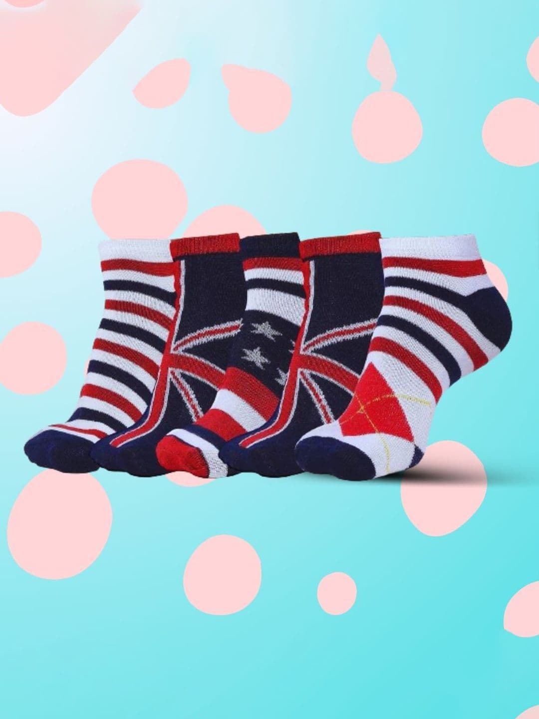 MJE Men Pack Of 5 Patterned Ankle Length Socks - view 1