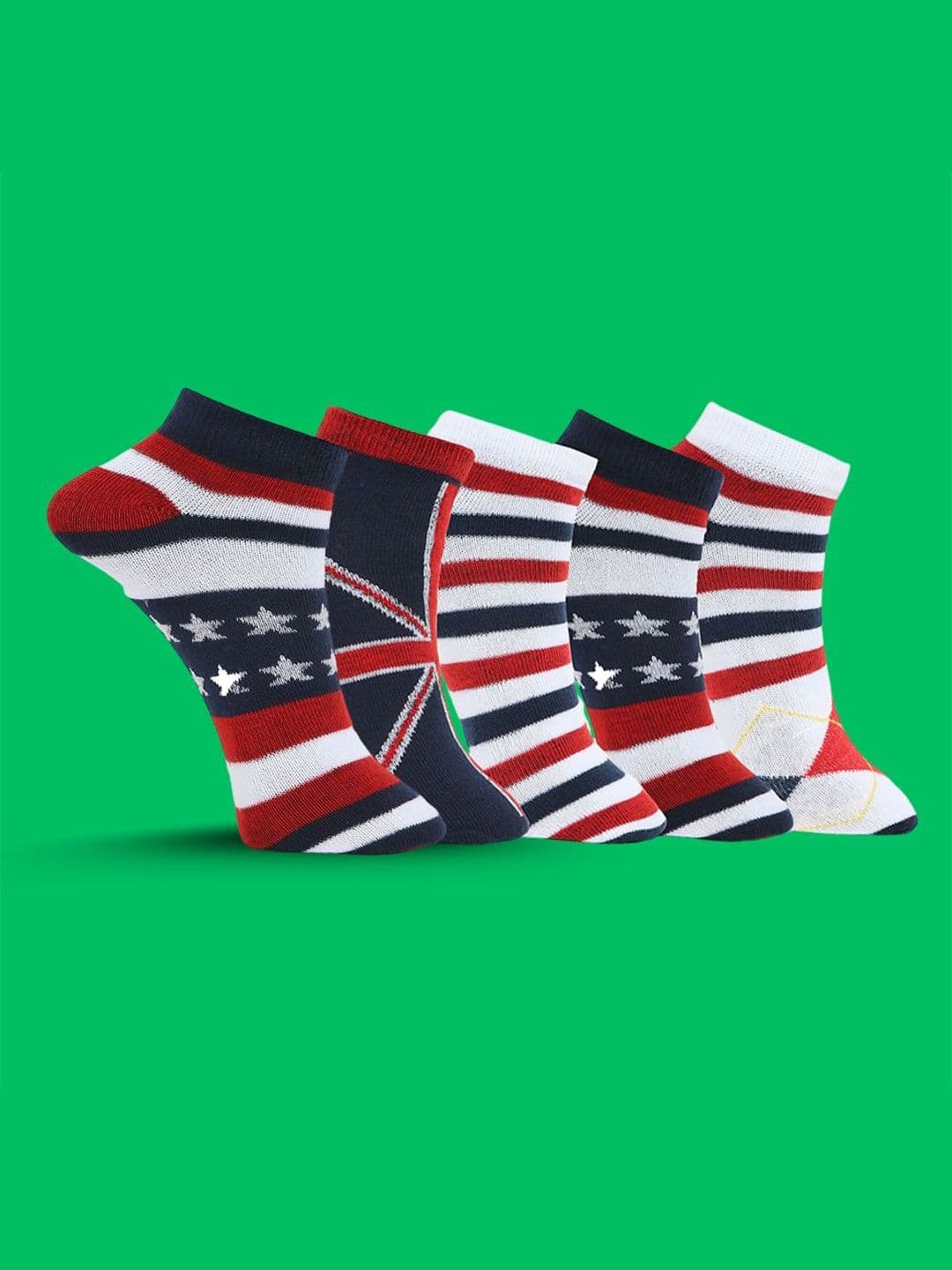 MJE Men Pack Of 5 Striped Ankle Length Socks - view 1