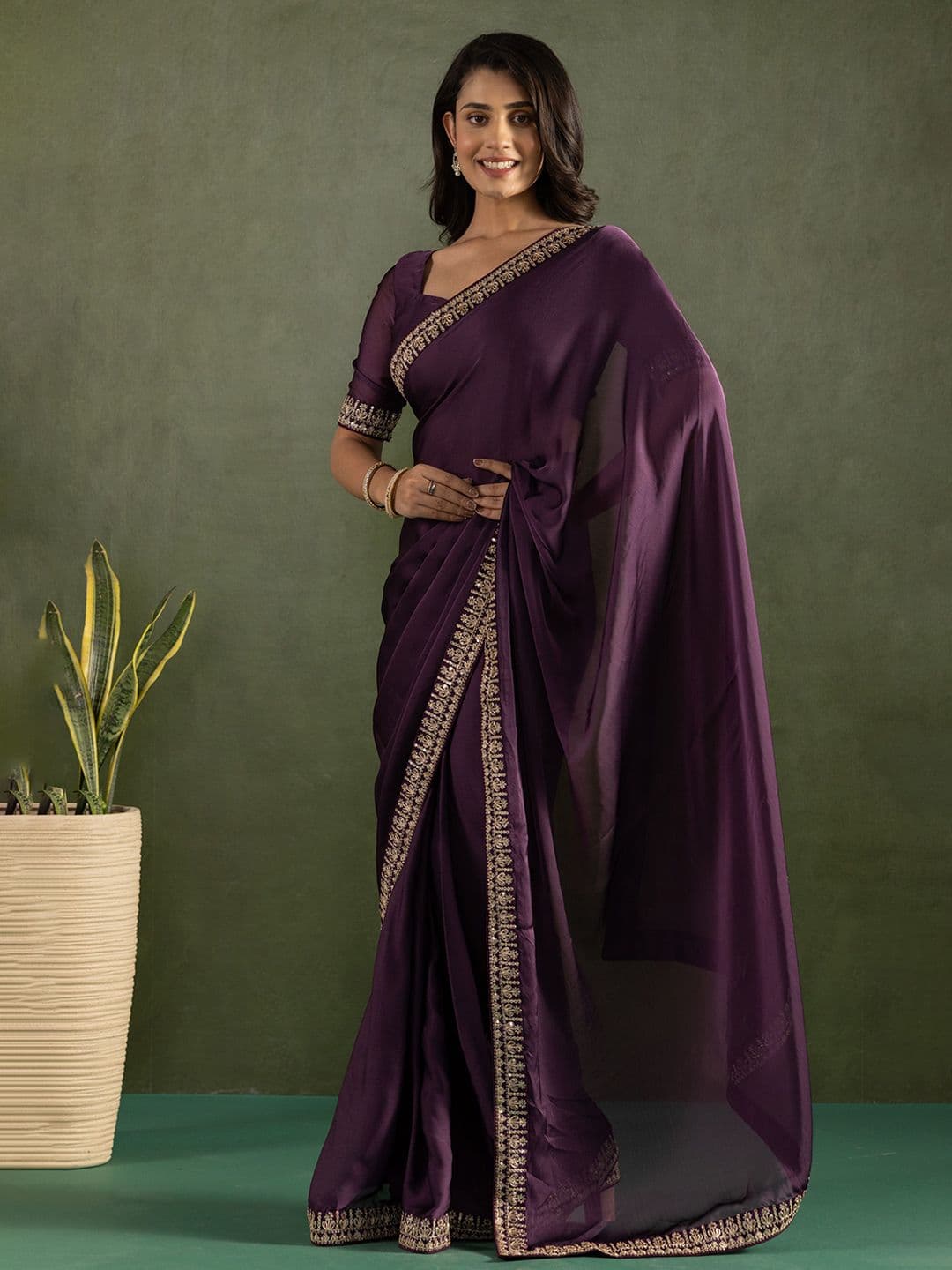 KAYOMMI Pure Chiffon Ready to Wear Saree - view 1