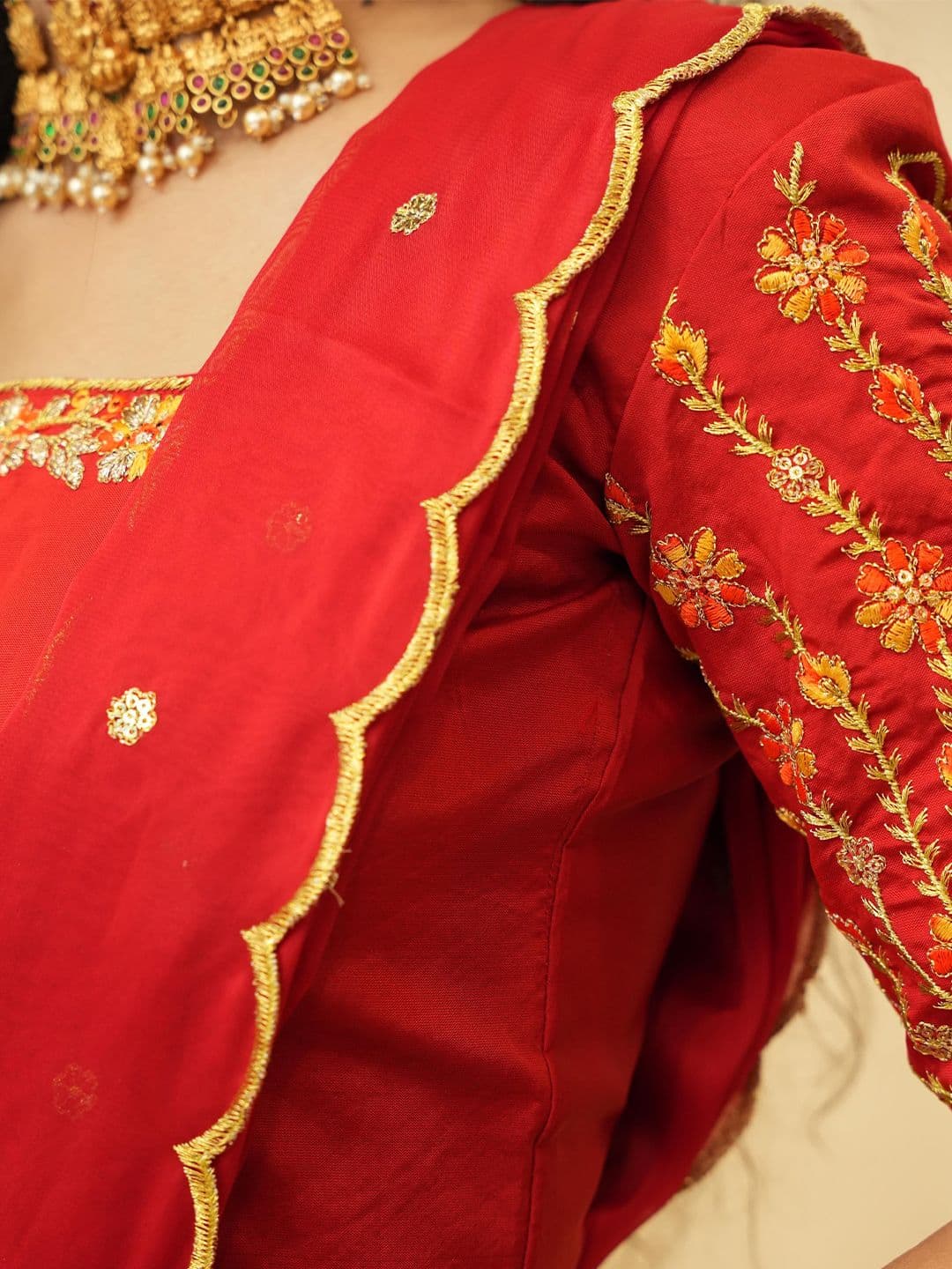 Fabcartz Embroidered Semi-Stitched Lehenga & Unstitched Blouse With Dupatta thumbnail 3