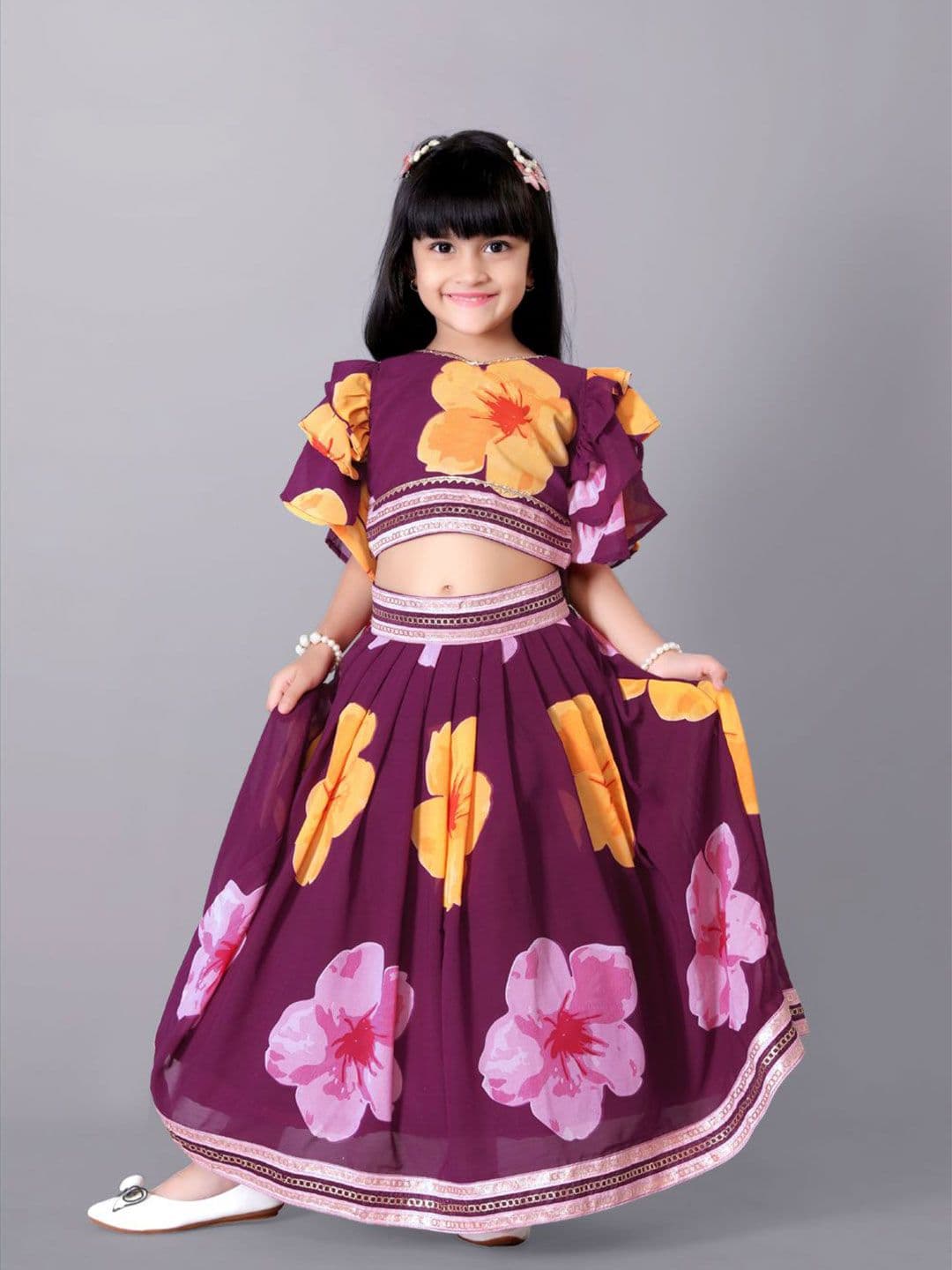 BAESD Girls Printed Ready to Wear Lehenga & - view 1