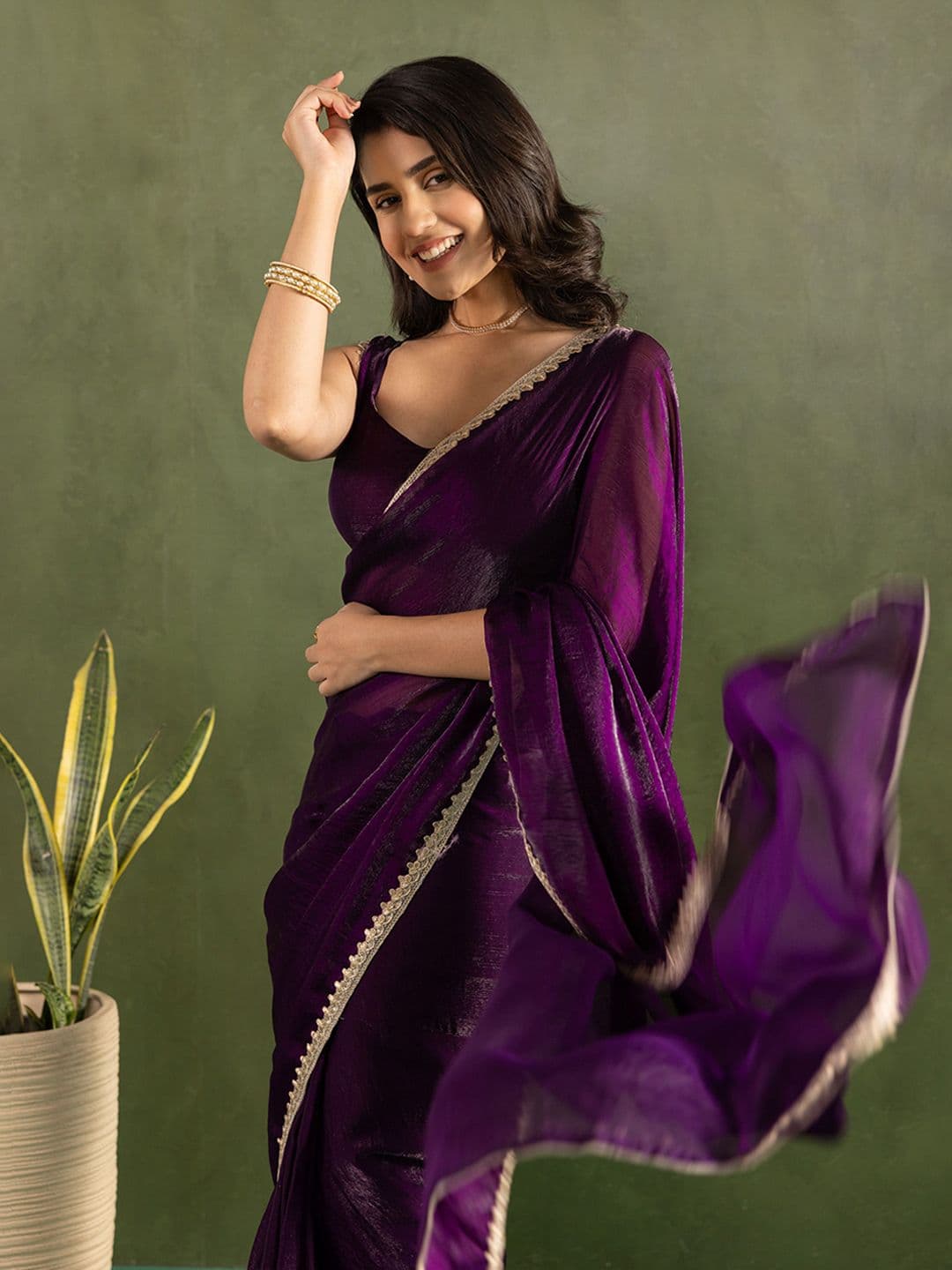KAYOMMI Pure Chiffon Ready to Wear Saree thumbnail 7