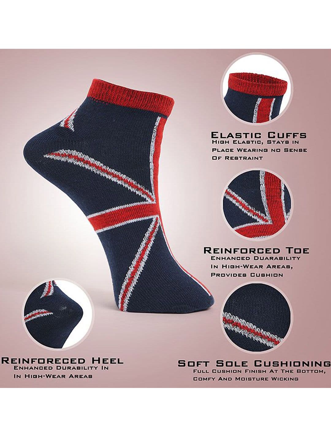 MJE Men Pack Of 5 Patterned Ankle Length Socks thumbnail 5