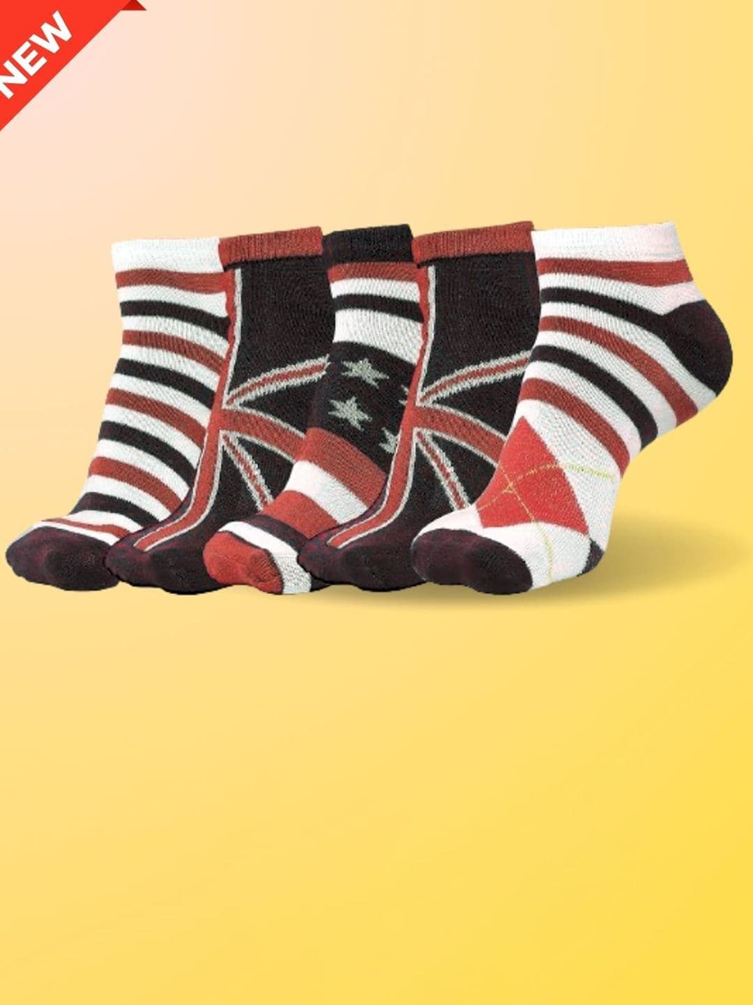 MJE Men Pack Of 5 Patterned Ankle Length Socks - view 1
