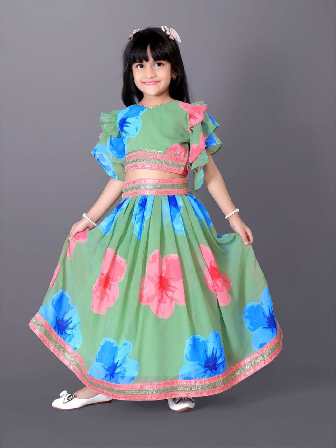 BAESD Girls Printed Ready to Wear Lehenga & - view 1