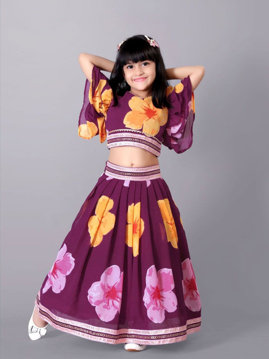 BAESD Girls Printed Ready to Wear Lehenga & thumbnail 4
