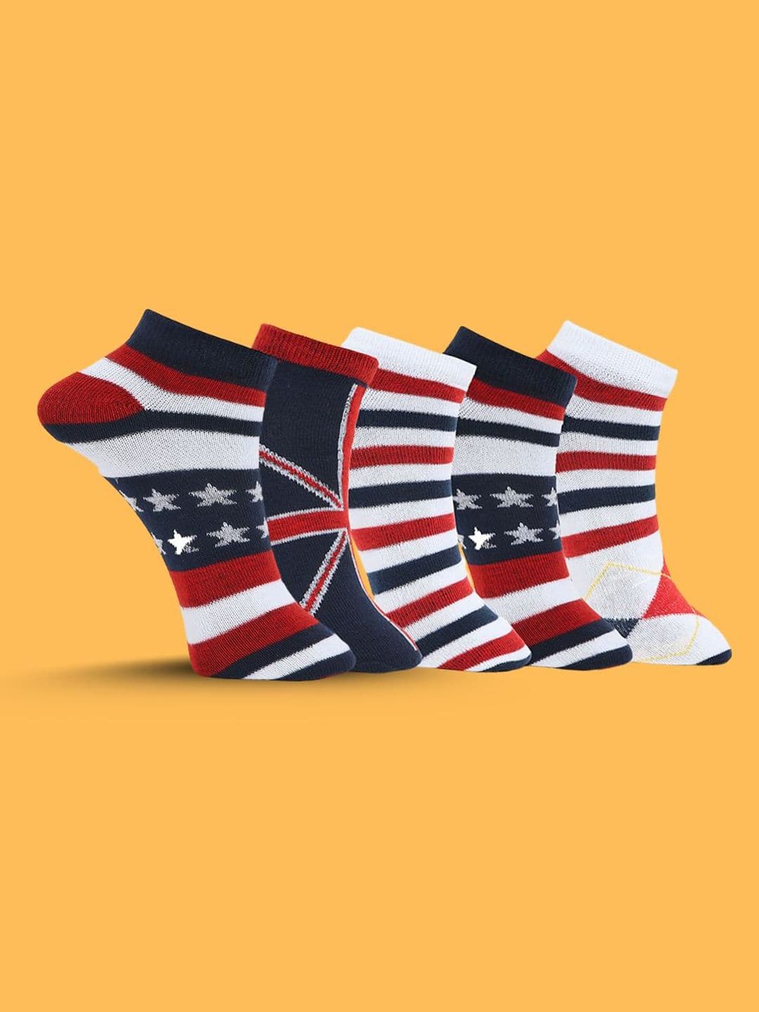 MJE Men Pack Of 5 Striped Ankle Length Socks - view 1