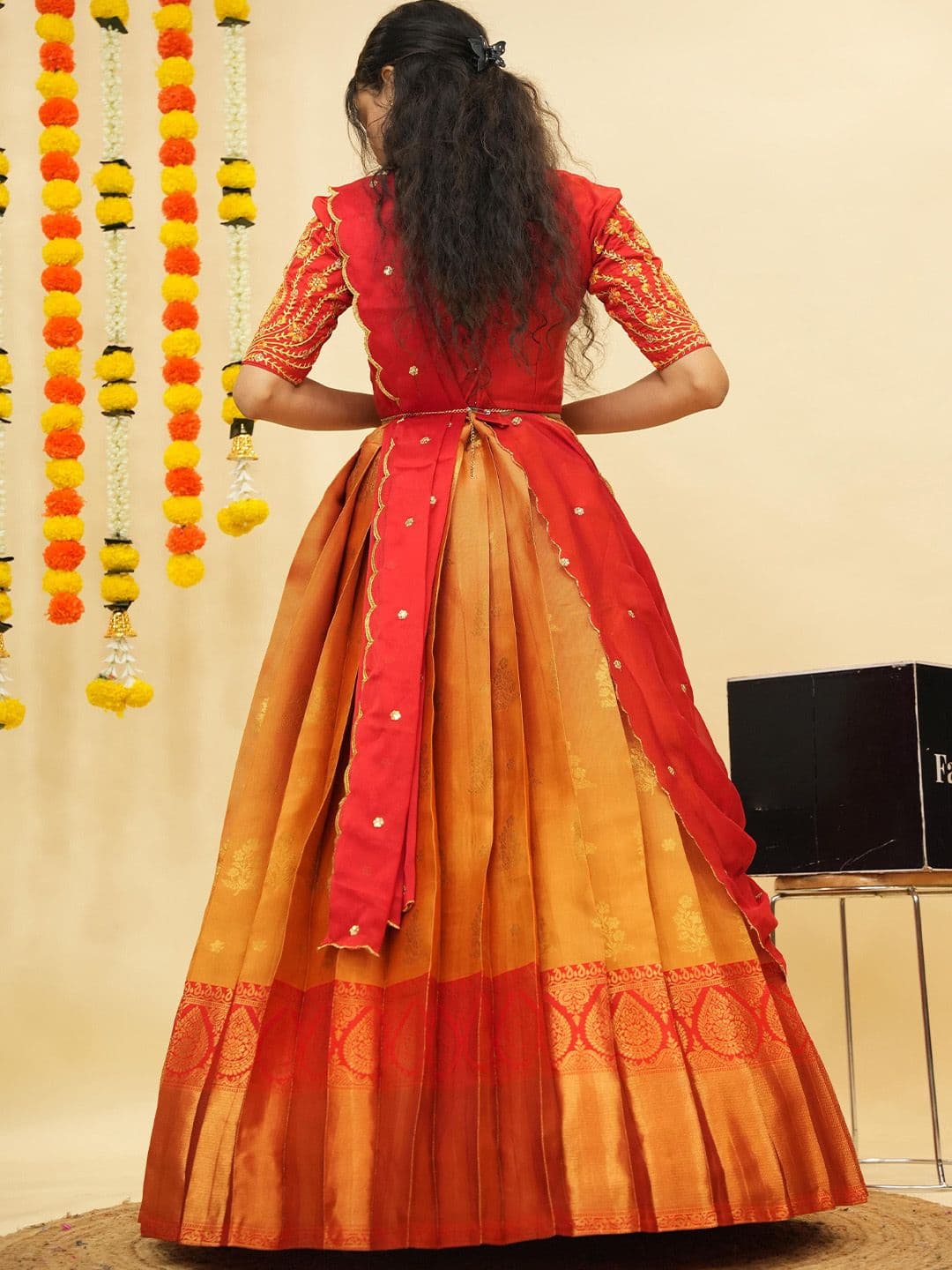 Fabcartz Embroidered Semi-Stitched Lehenga & Unstitched Blouse With Dupatta thumbnail 7