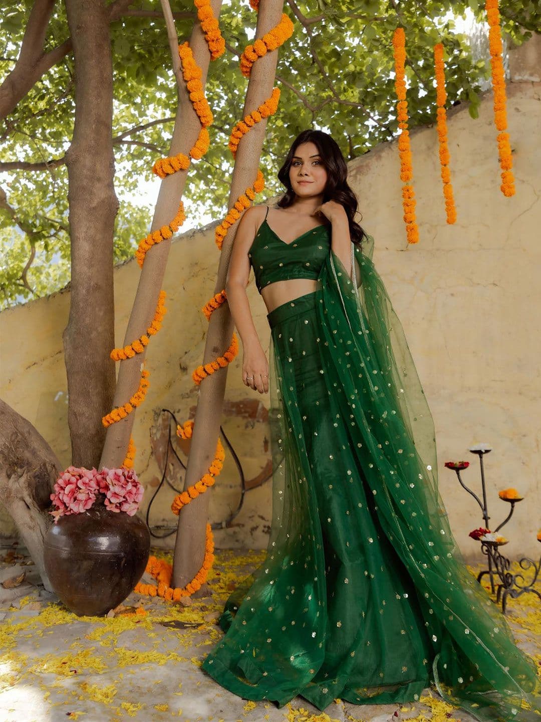 DEASHA INDIA Embroidered Ready to Wear Lehenga & Blouse With Dupatta - view 1