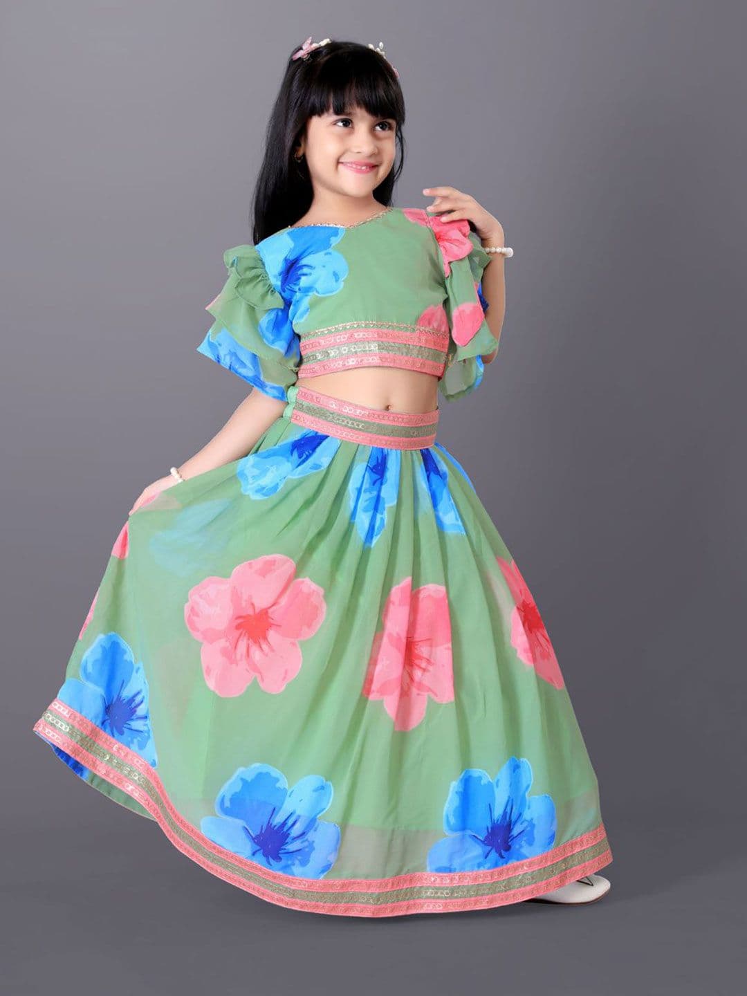 BAESD Girls Printed Ready to Wear Lehenga & thumbnail 4