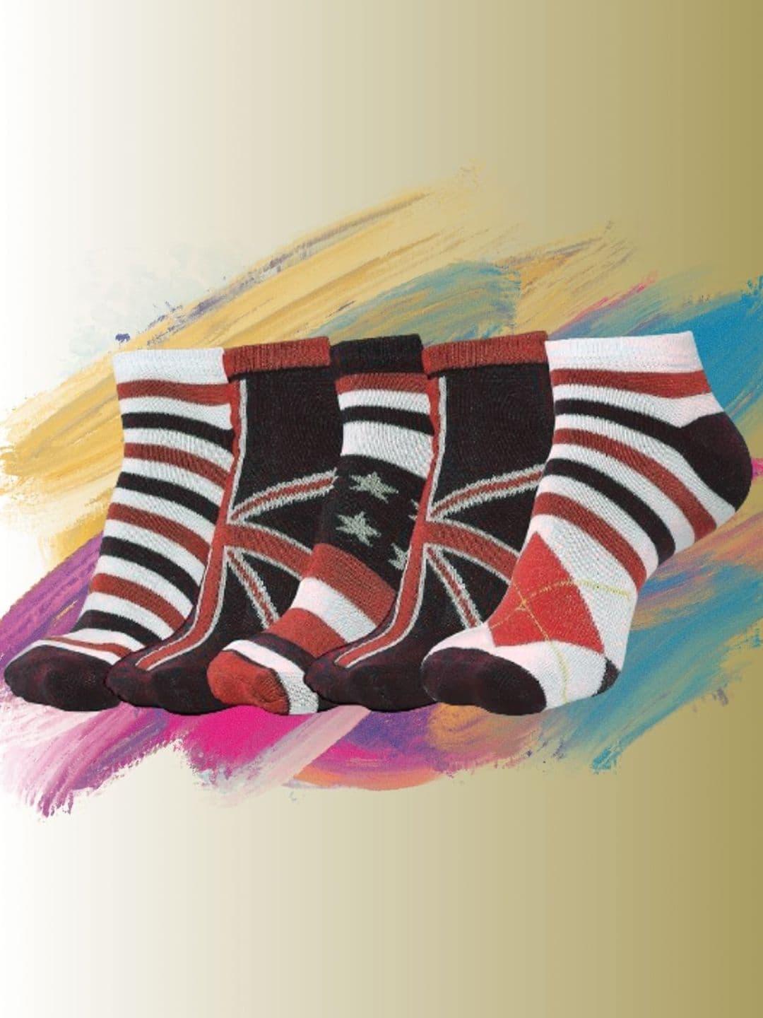 MJE Men Pack Of 5 Patterned Ankle Length Socks - view 1