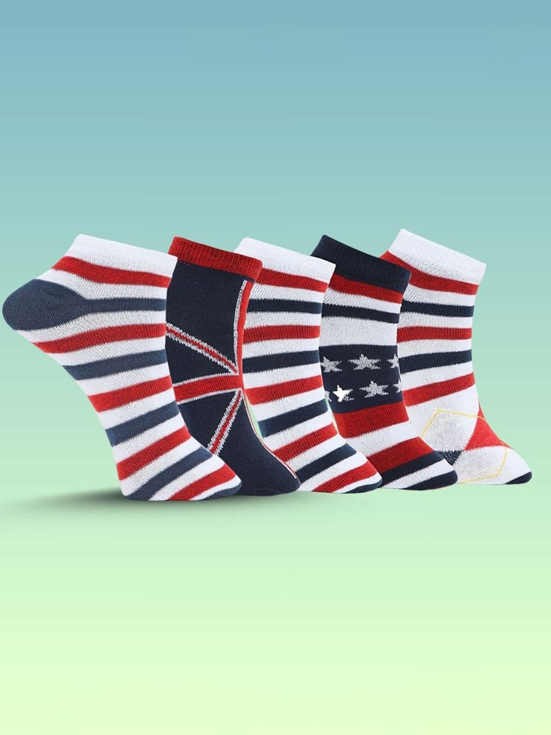 MJE Men Pack Of 5 Patterned Ankle Length Socks - view 1