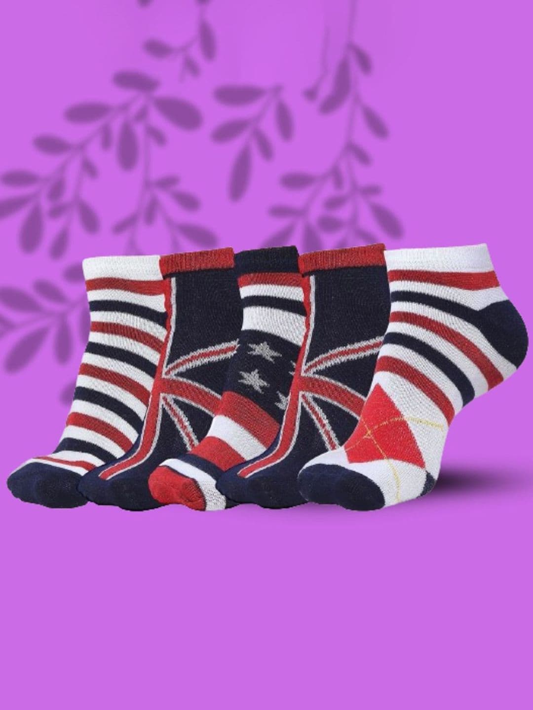 MJE Men Pack Of 5 Flag Patterned Ankle Length Socks - view 1