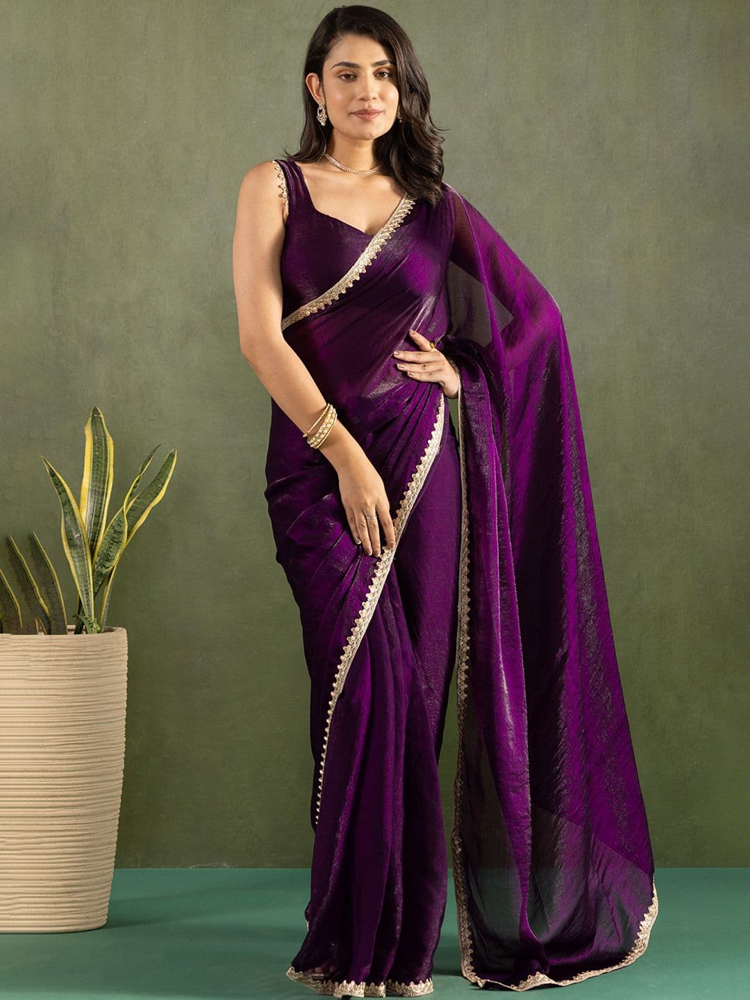 KAYOMMI Pure Chiffon Ready to Wear Saree thumbnail 4
