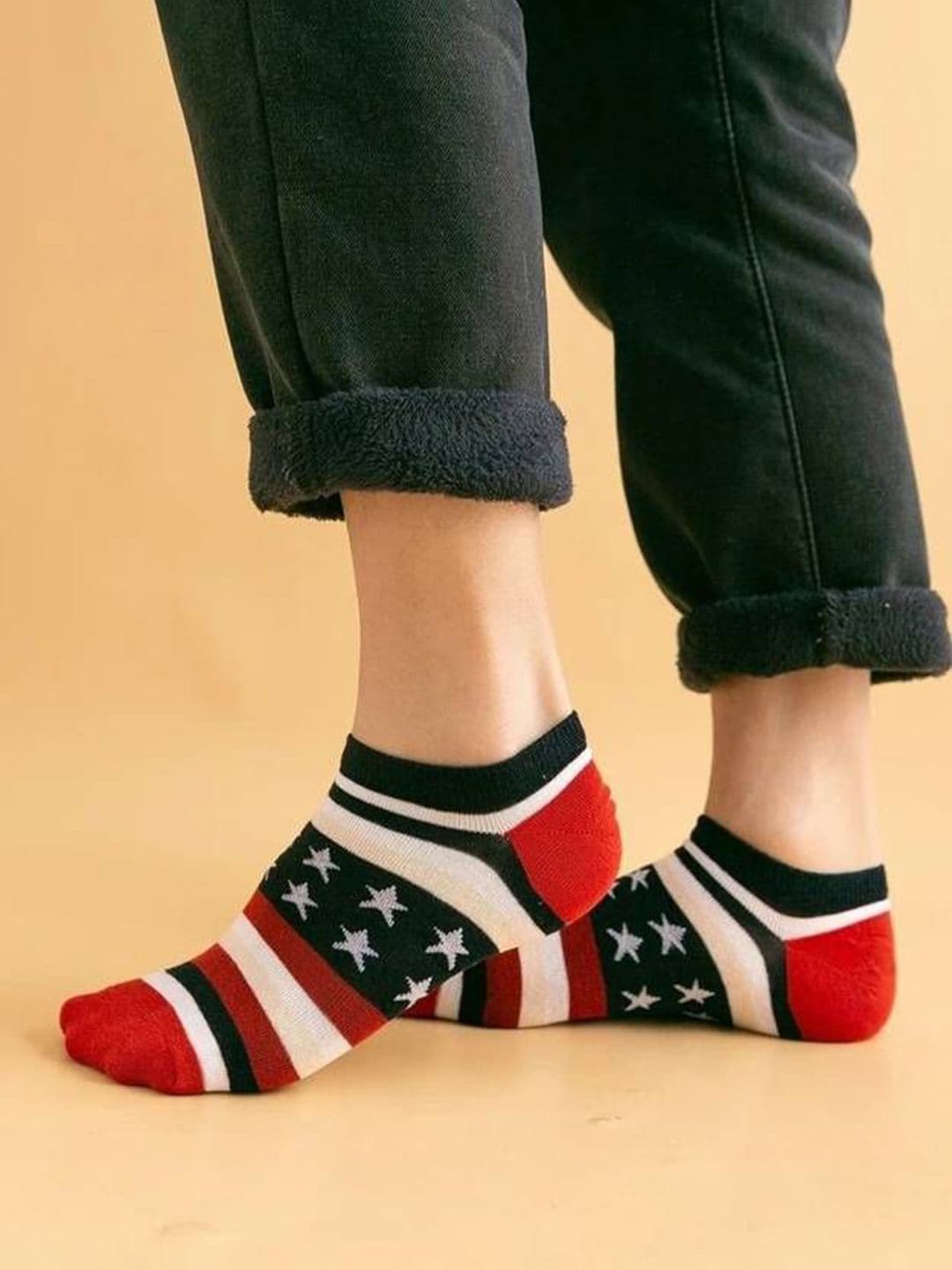 MJE Men Pack Of 5 Patterned Cotton Ankle Length Socks thumbnail 4