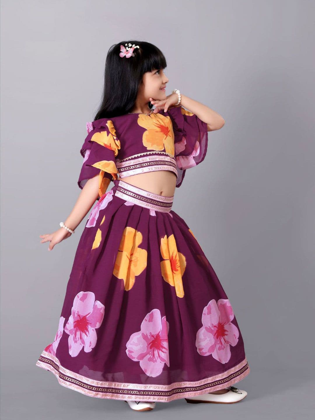 BAESD Girls Printed Ready to Wear Lehenga & thumbnail 5