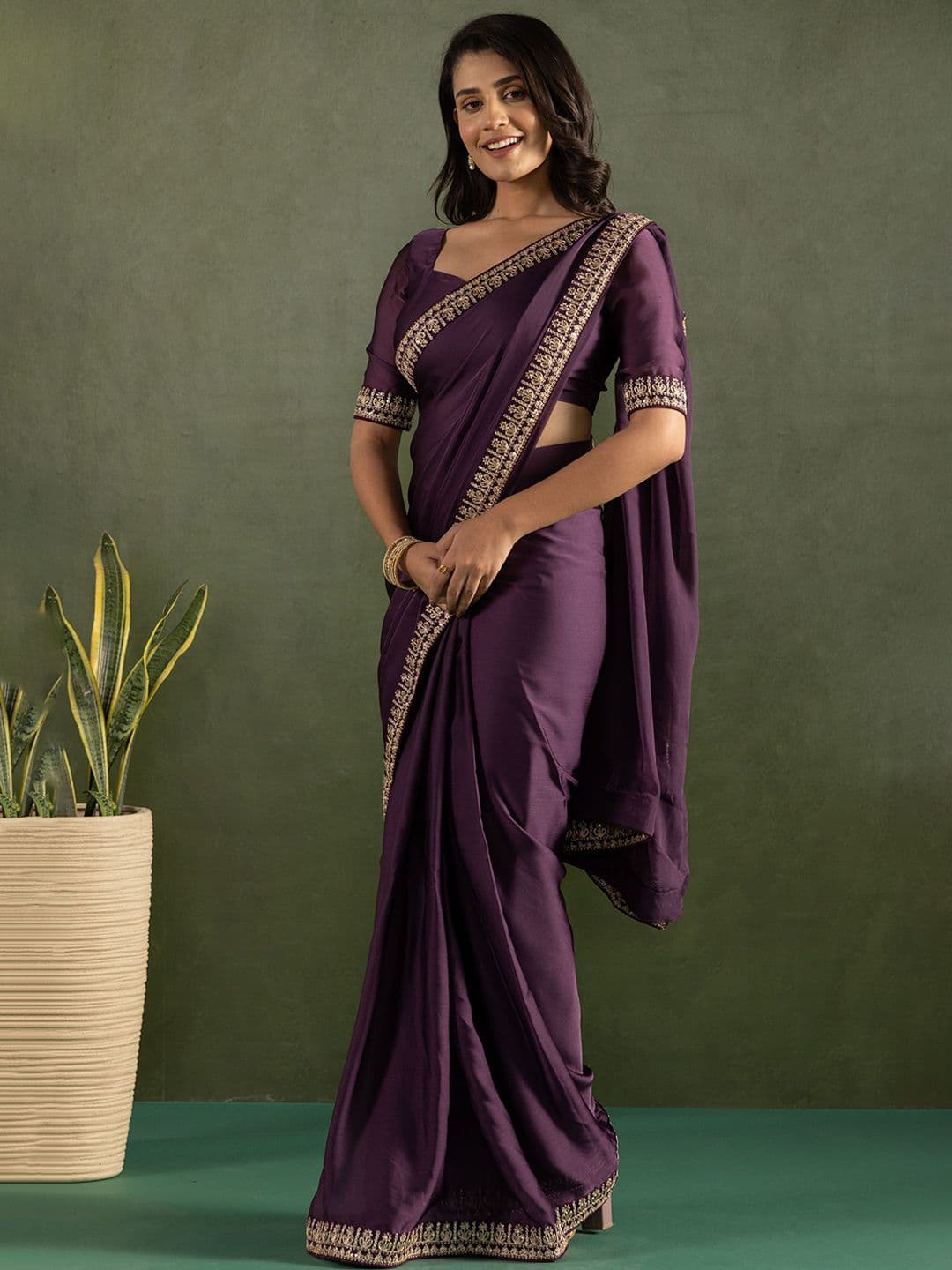 KAYOMMI Pure Chiffon Ready to Wear Saree thumbnail 2