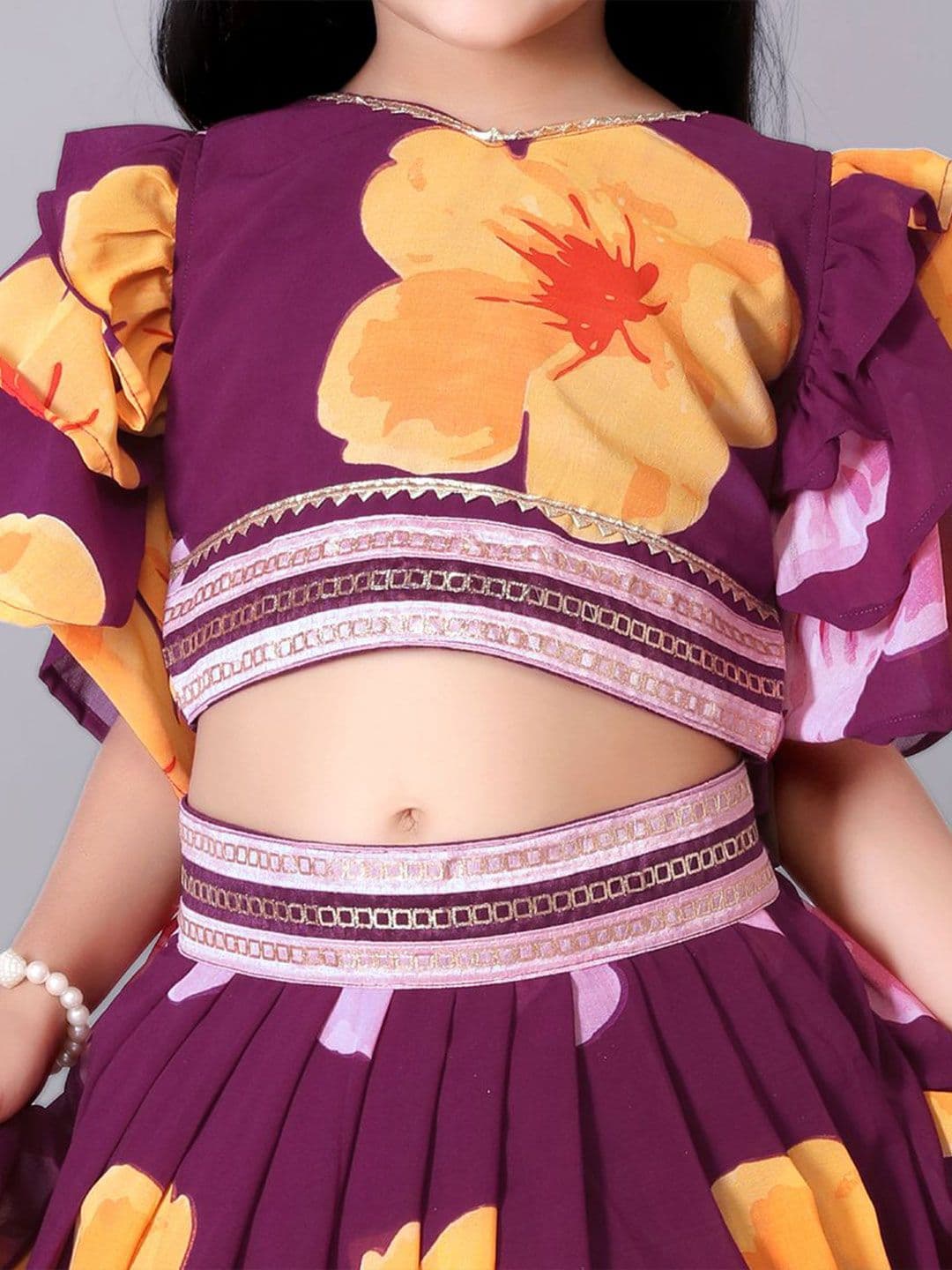 BAESD Girls Printed Ready to Wear Lehenga & thumbnail 3